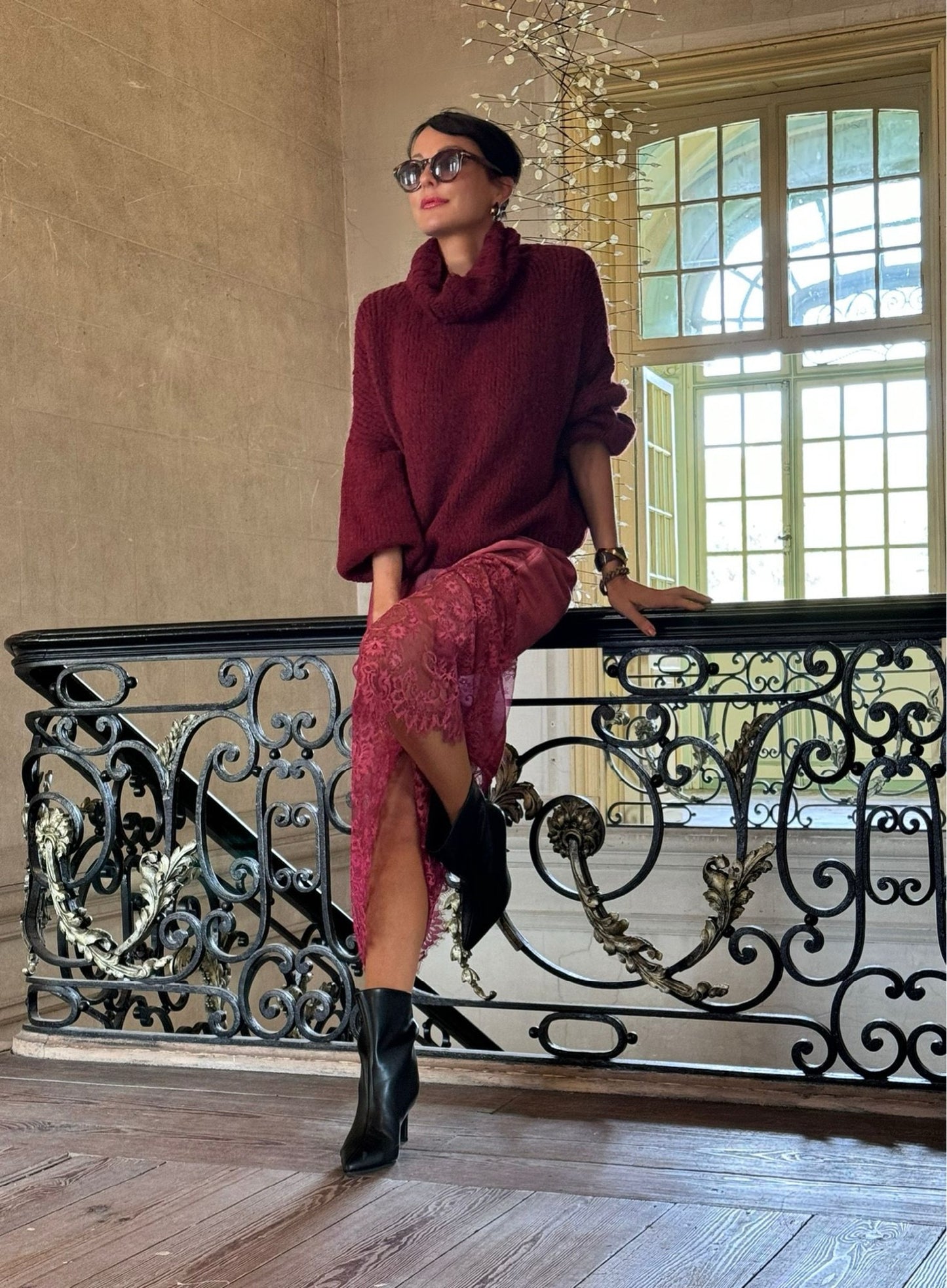 Pull Mira collar burgundy