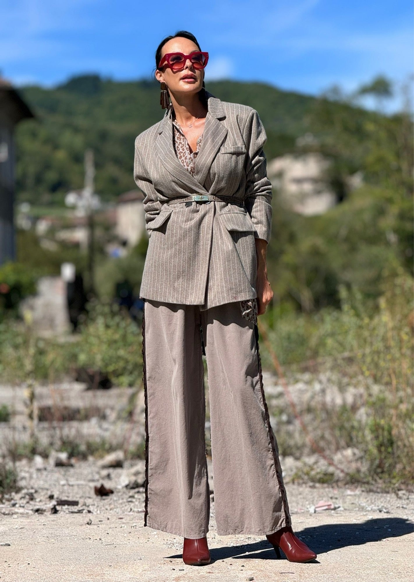 Blazer Maris striped light grey