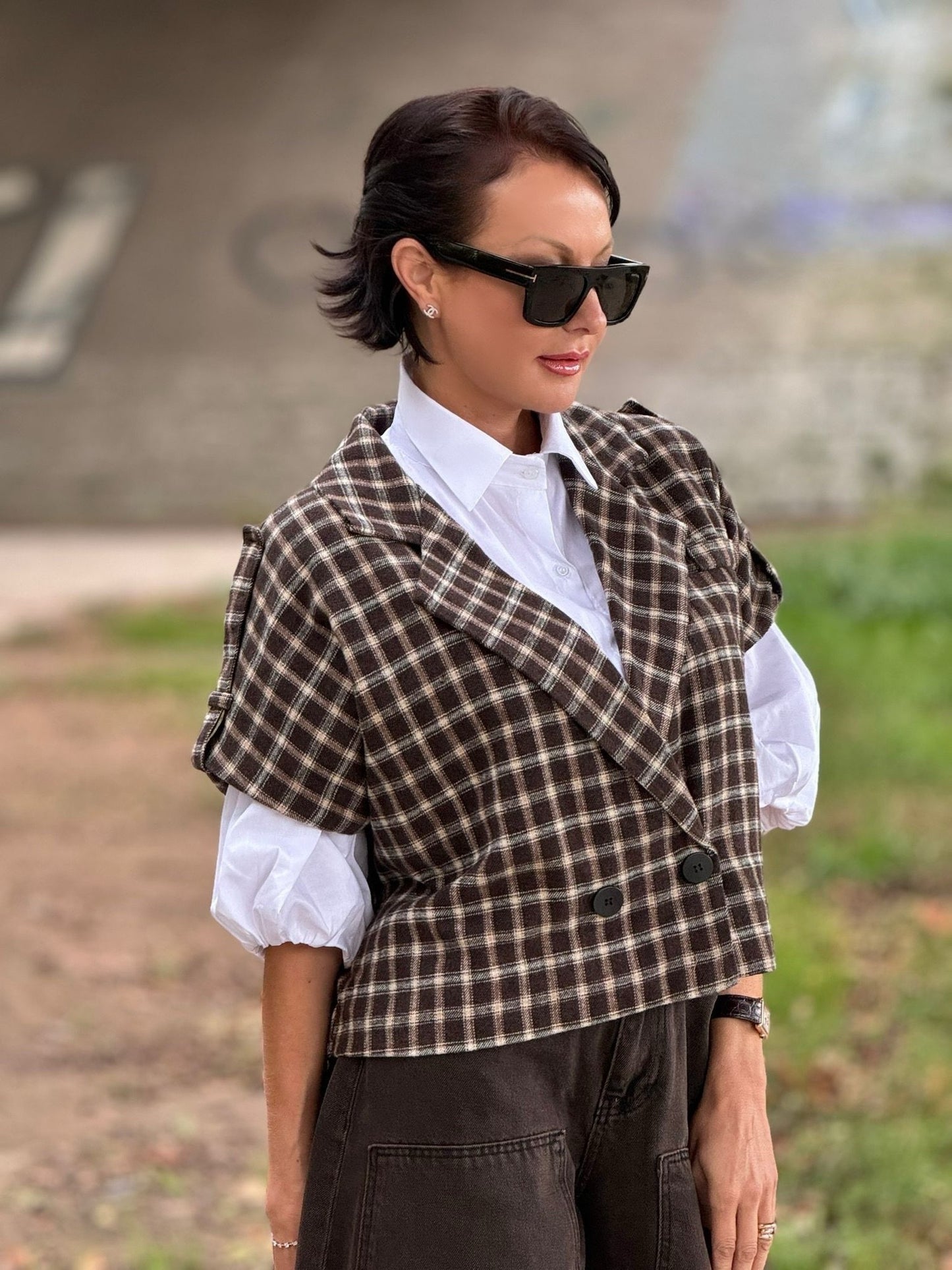 Jacket Camilla tartan brown