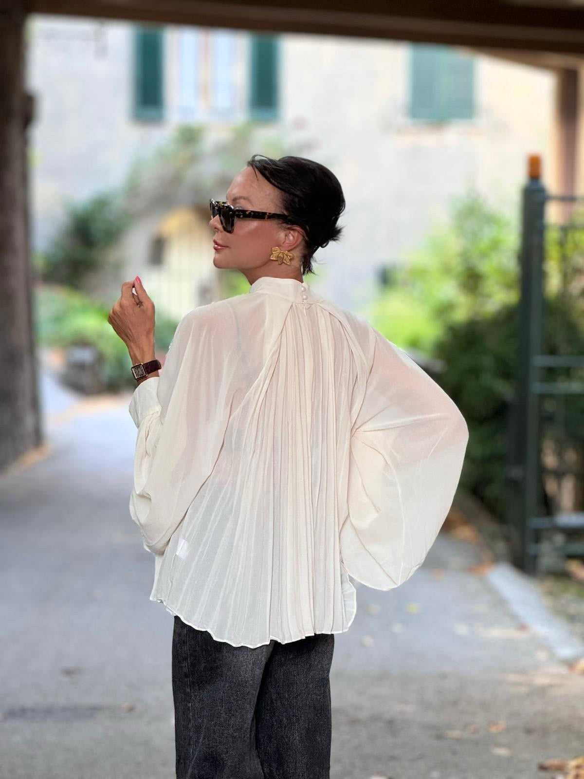 Blouse Mabel cream plissé