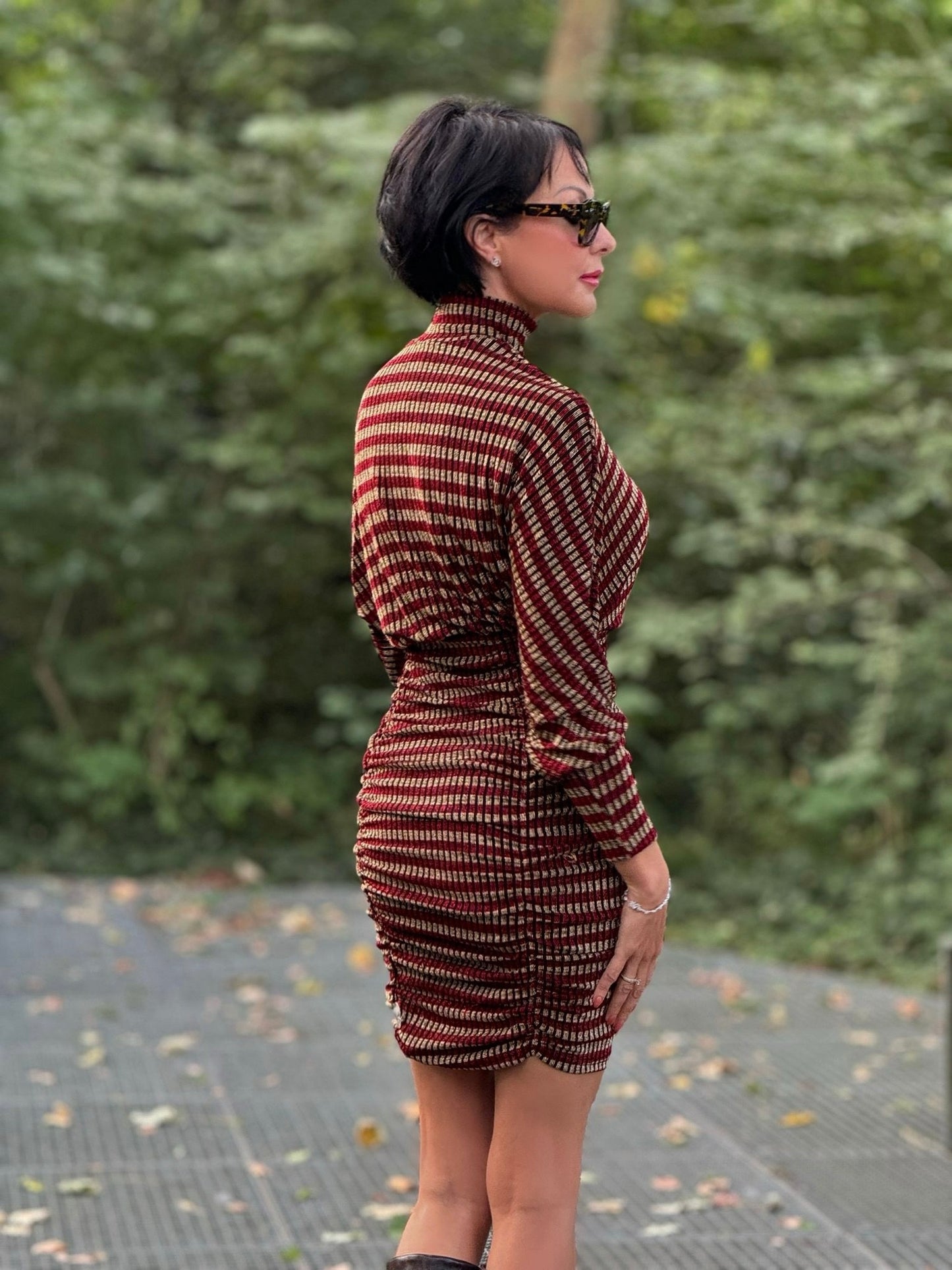 Dress Vivienne striped burgundy