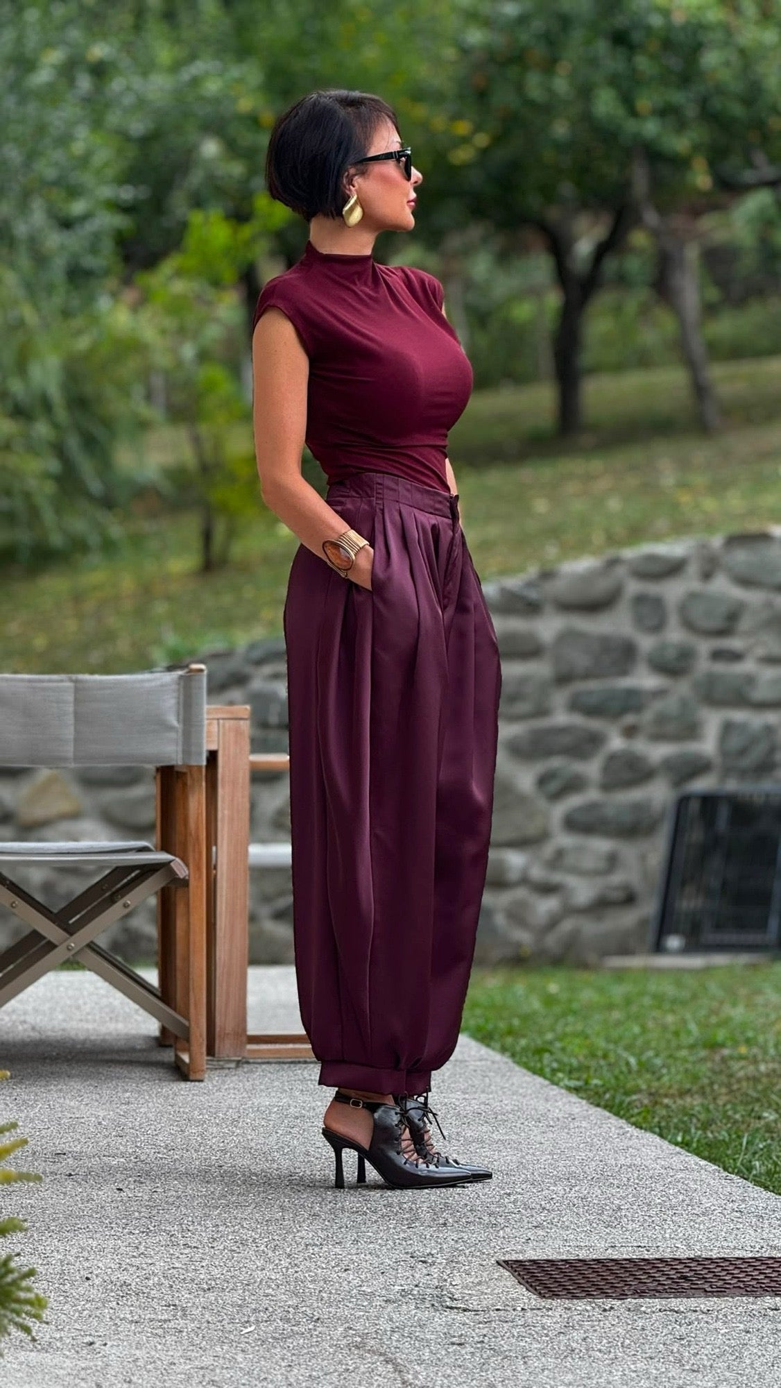 Tee Evita KM burgundy