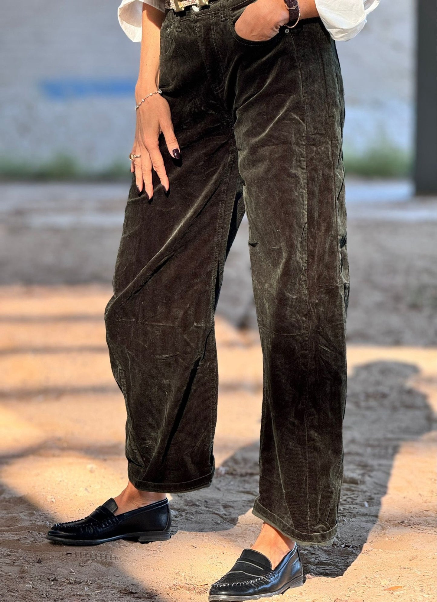 Pants Raven corduroy green