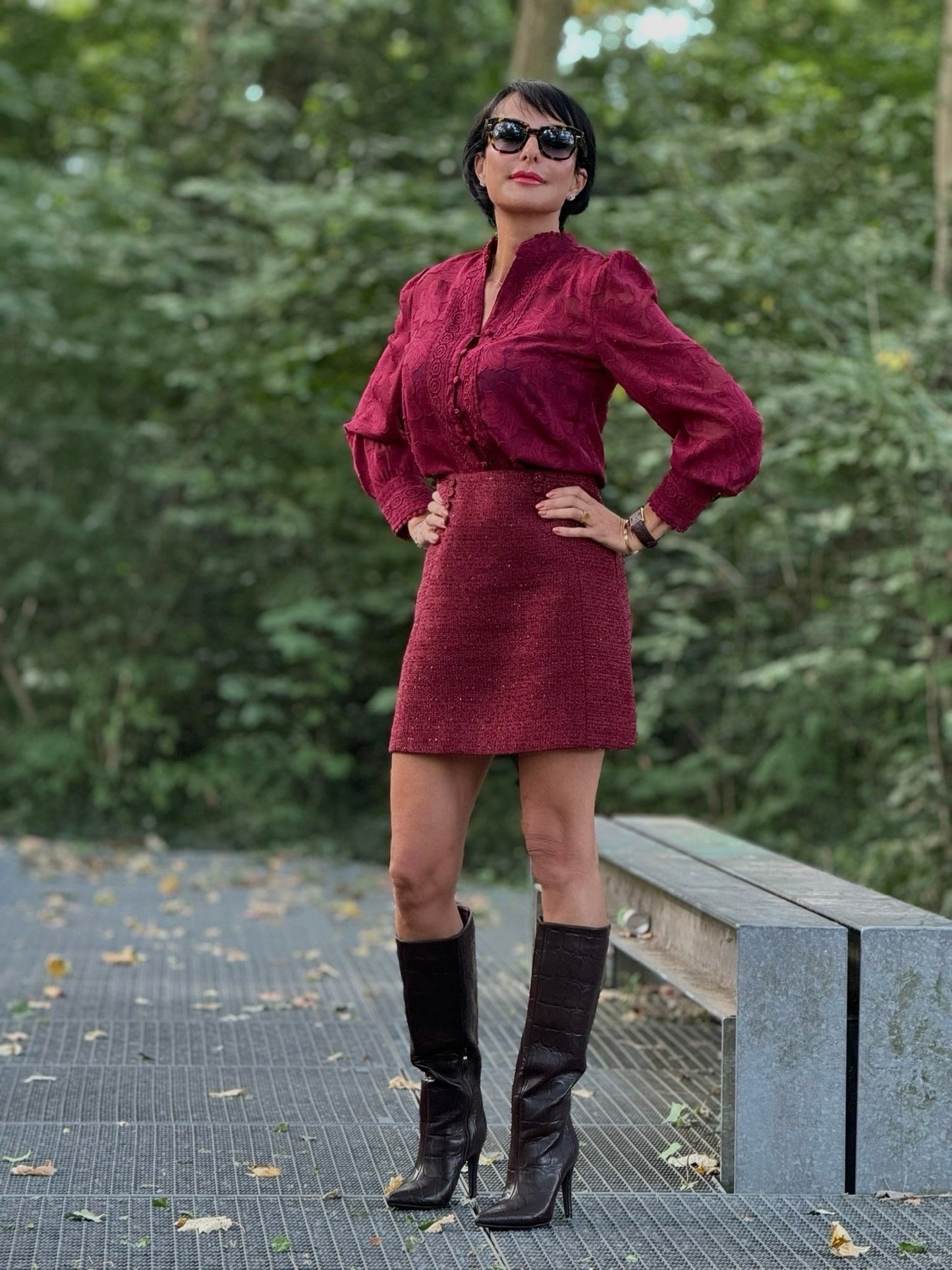 Skirt Vivienne tweed burgundy