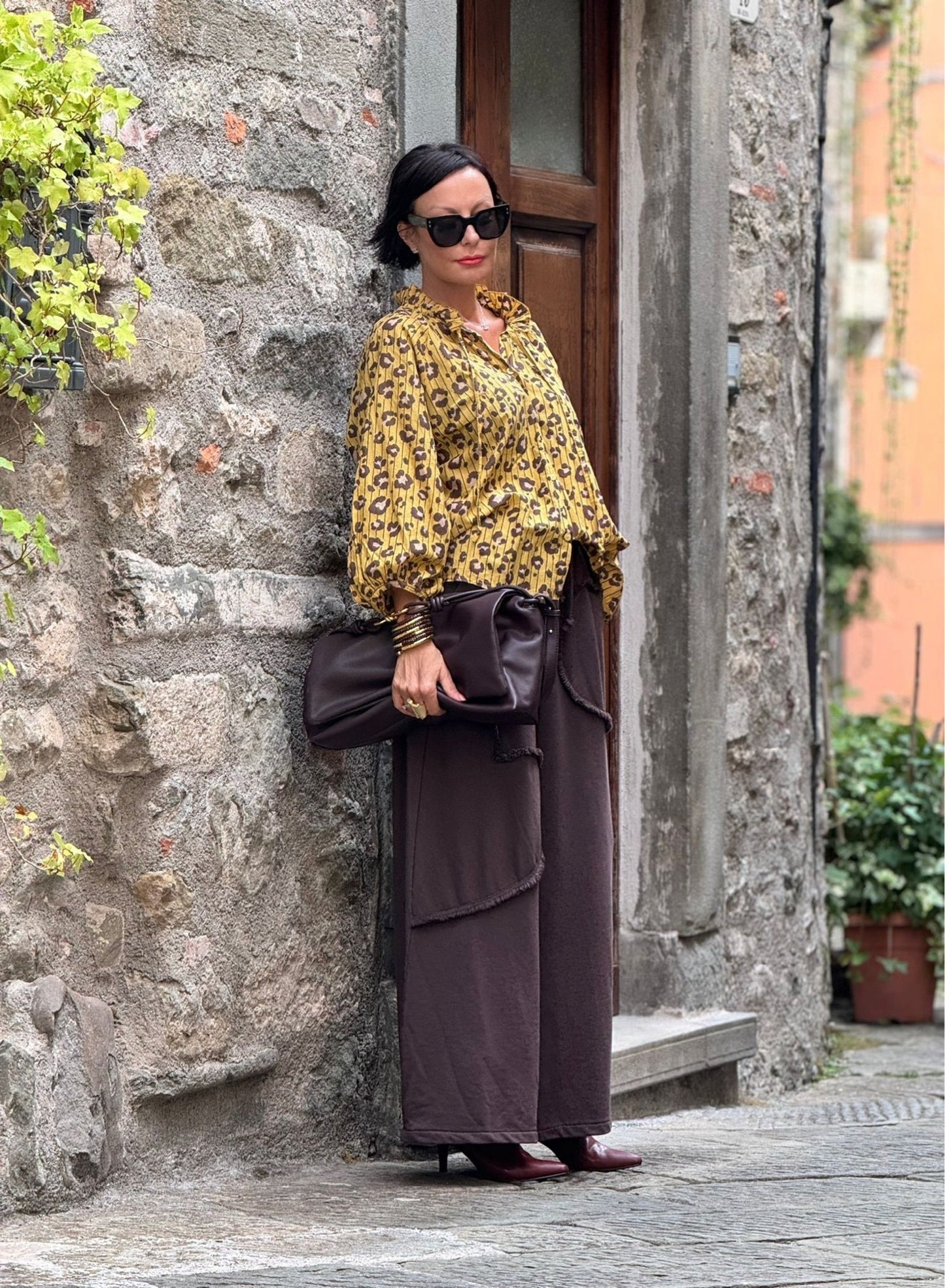 Blouse Selena leopard mustard