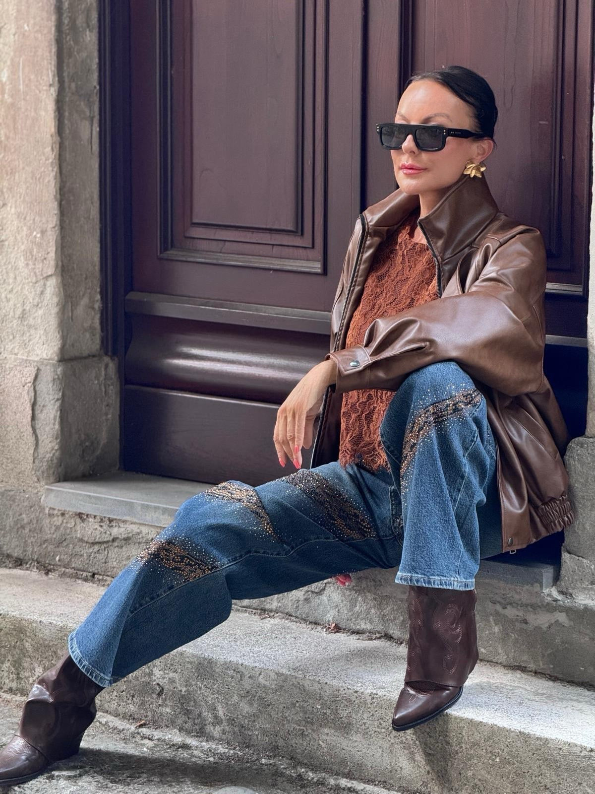 Jacket Elowen leatherlook camel