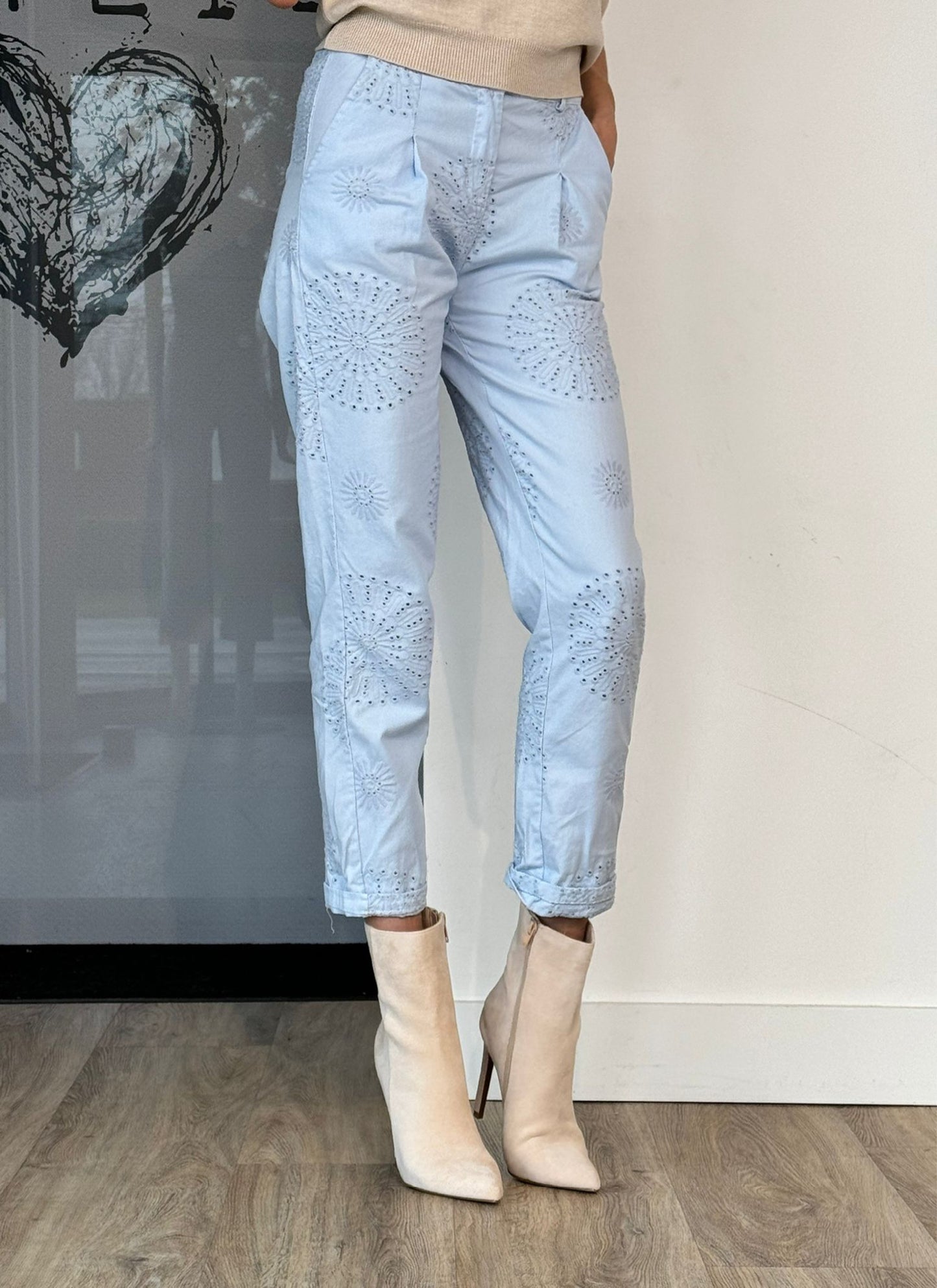 Pants broderie blue