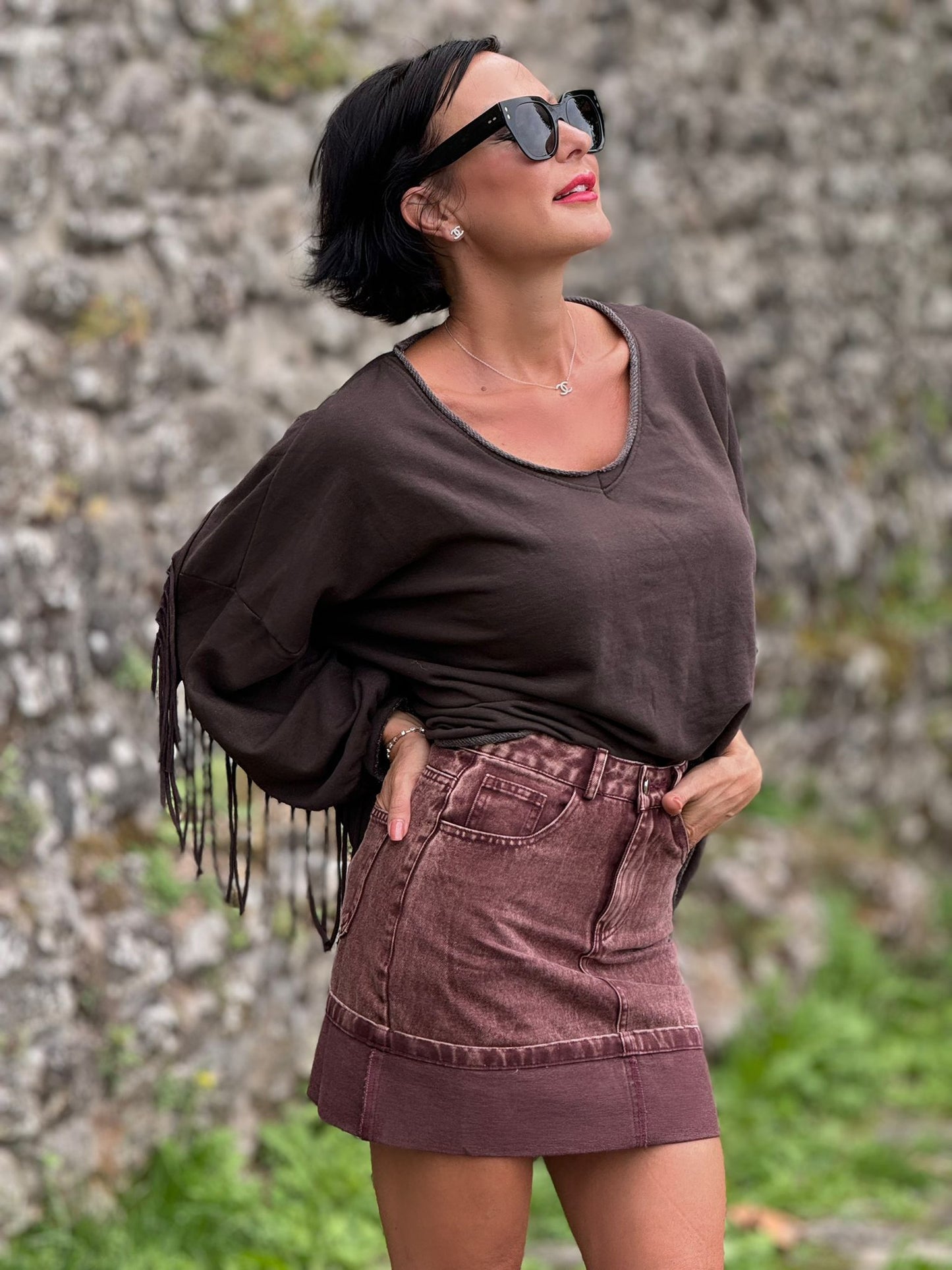 Skirt Alva burgundy jeans