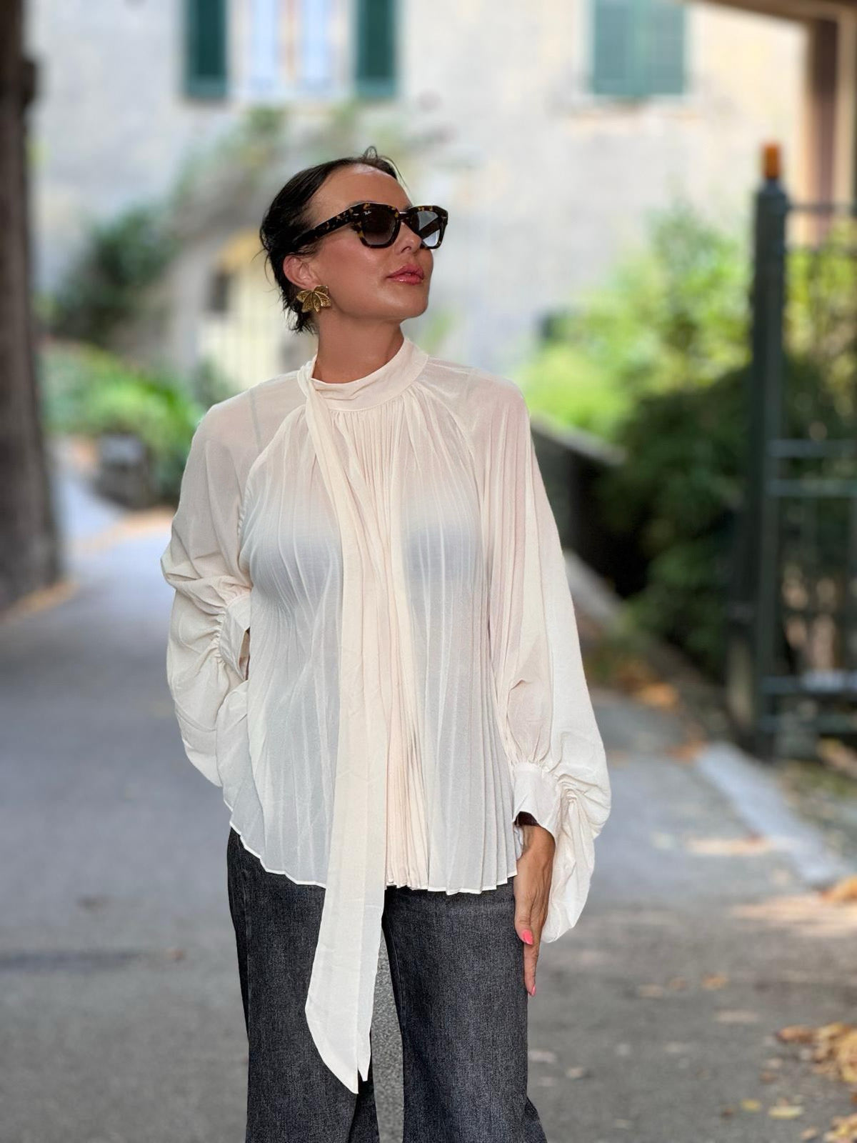 Blouse Mabel cream plissé