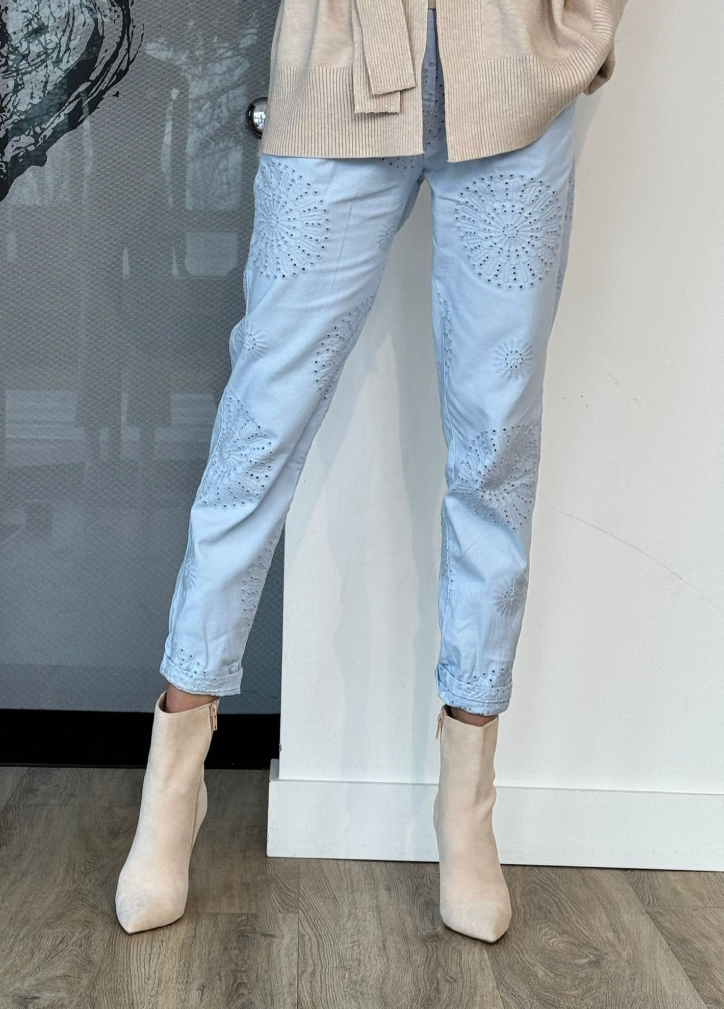Pants broderie blue