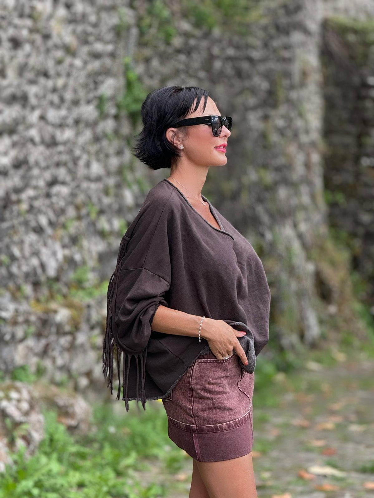 Skirt Alva burgundy jeans