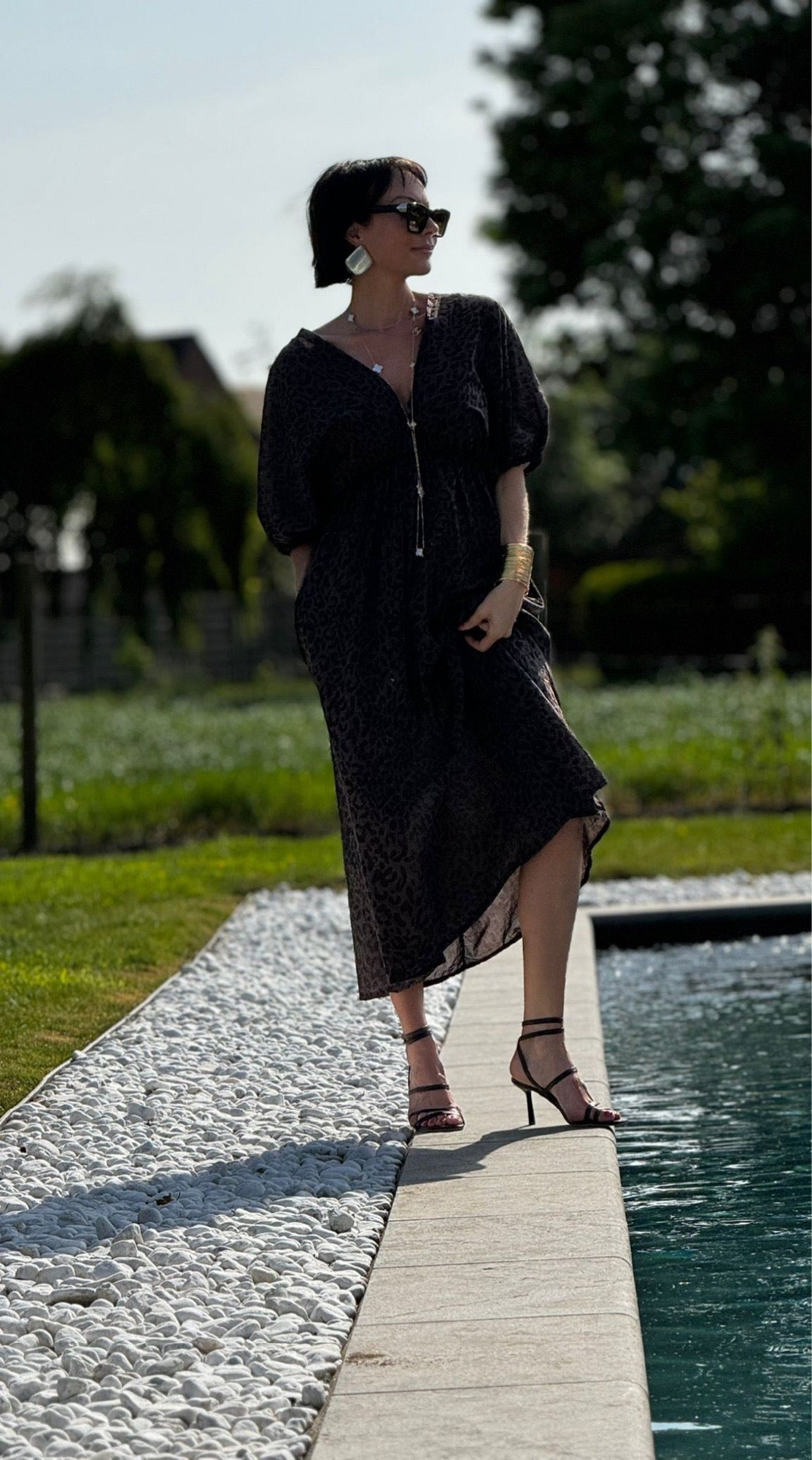 Dress chloe leo taupe
