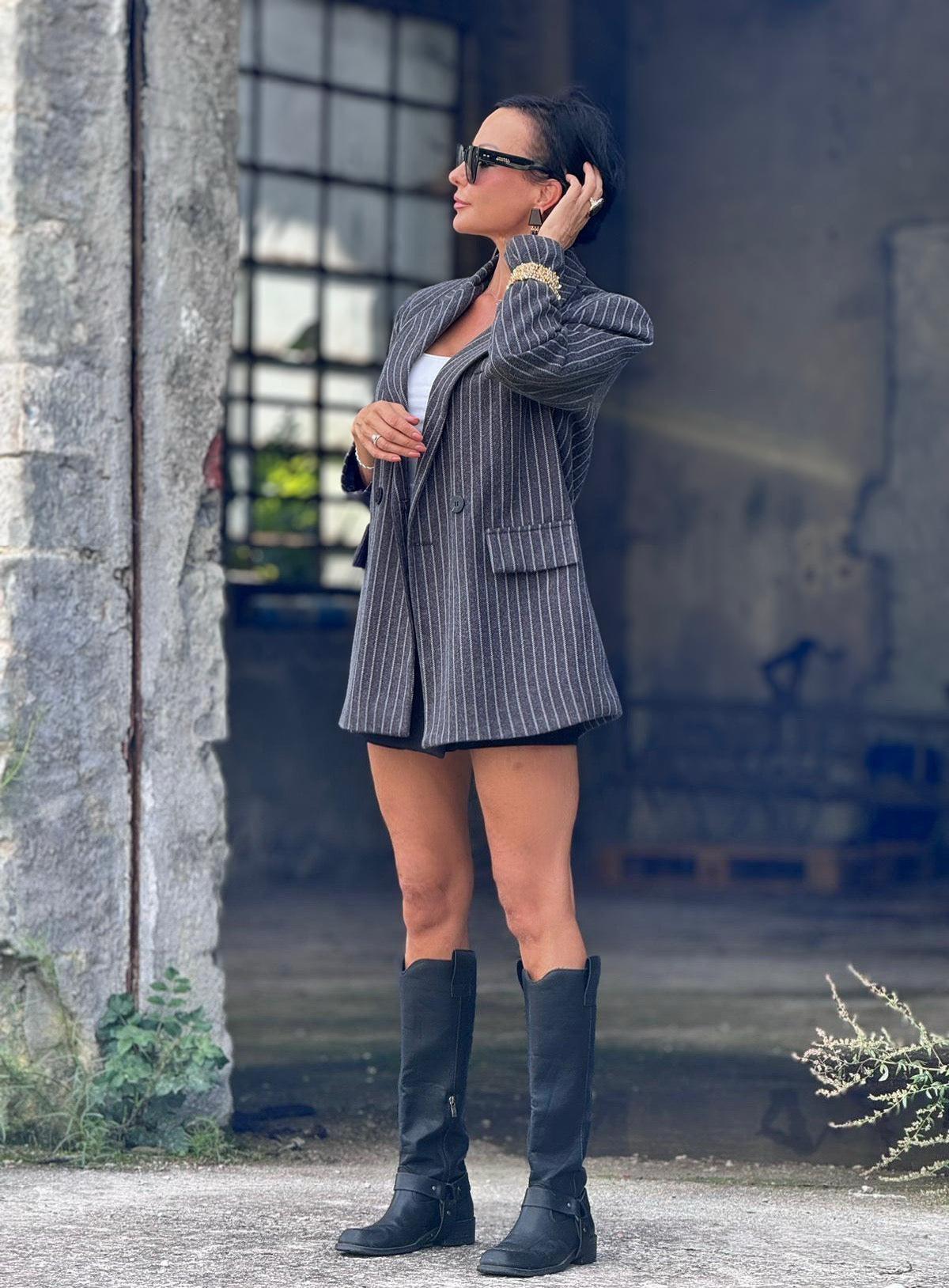 Blazer Maris striped dark grey