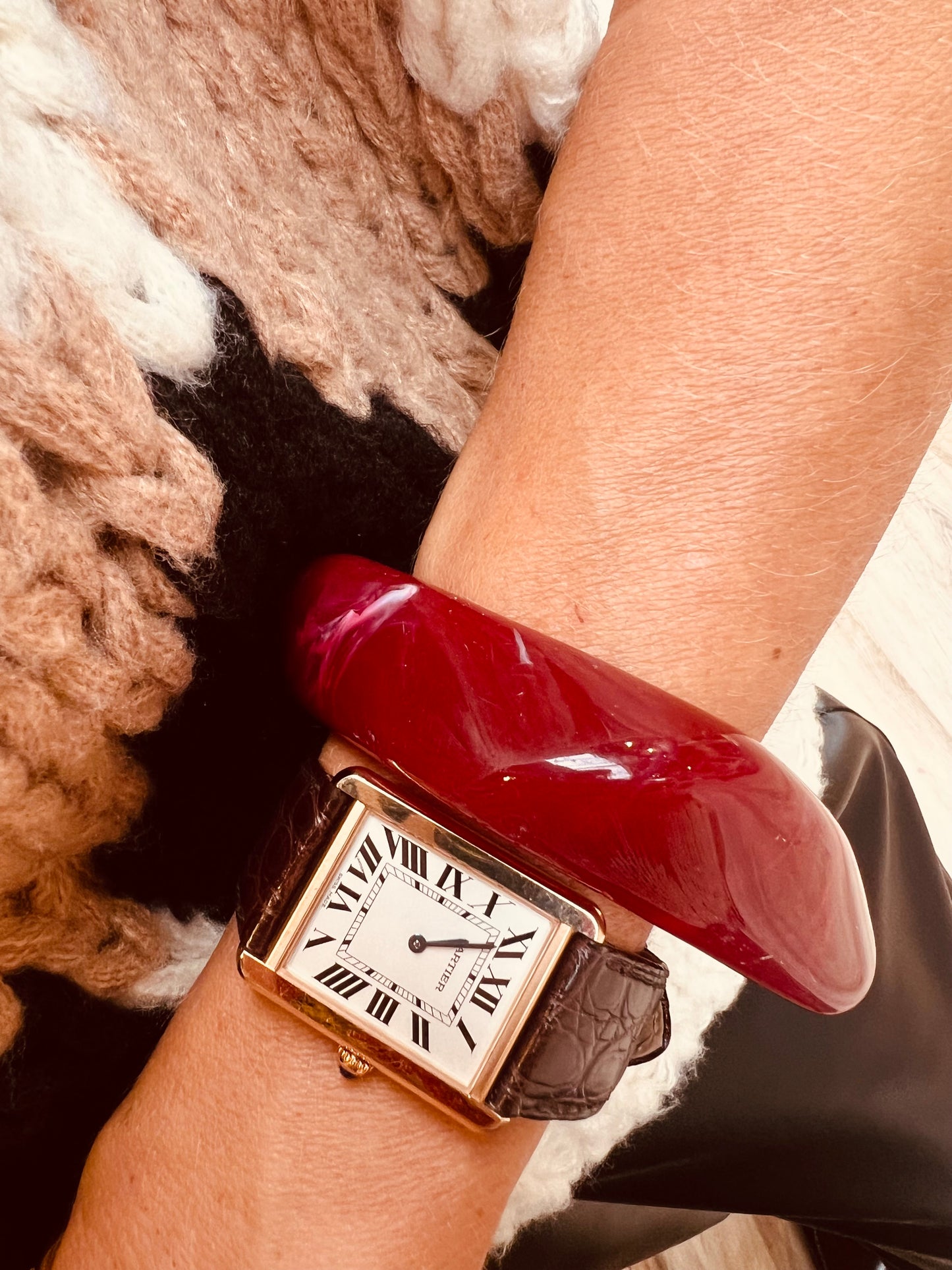 Bracelet bone square burgundy