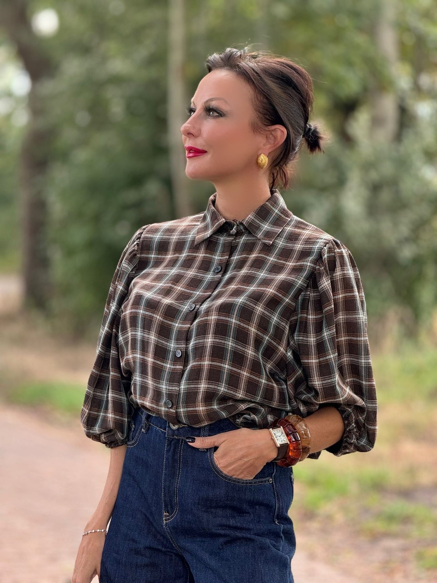 Blouse Linden tartan brown