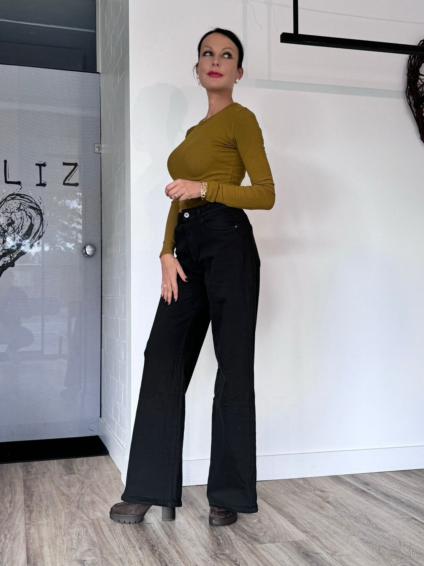Pants jeans straight black