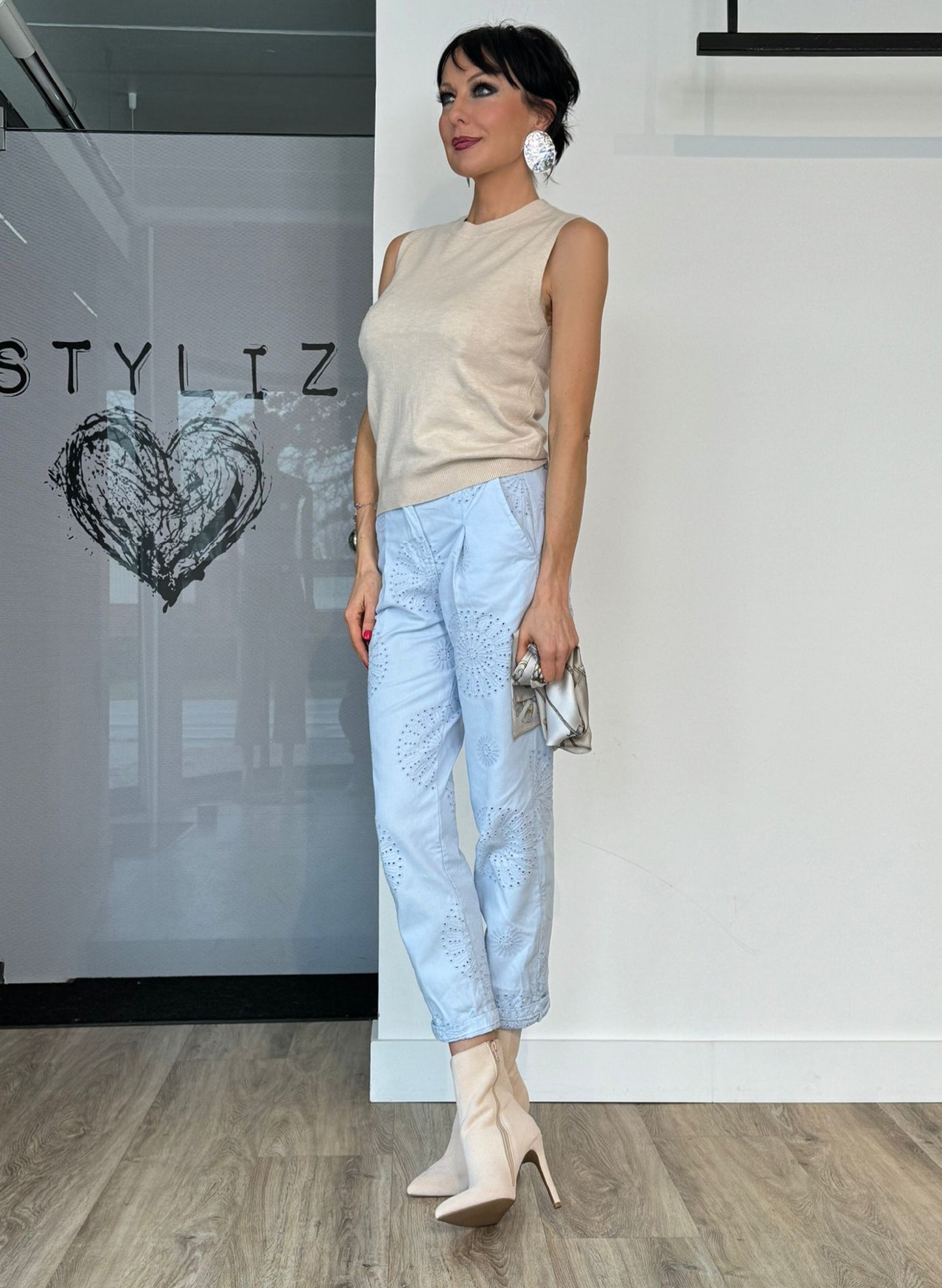 Pants broderie blue