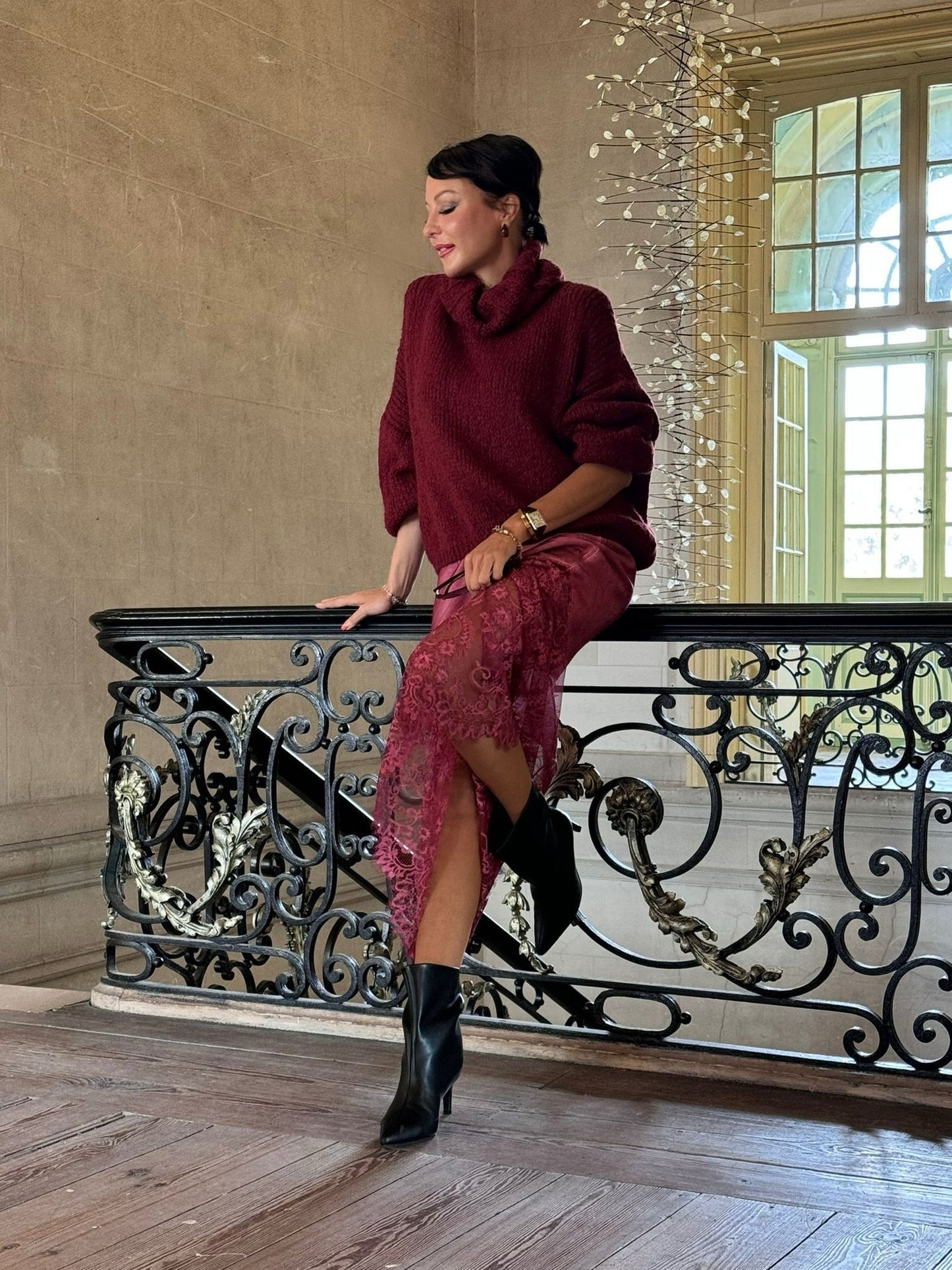 Pull Mira collar burgundy
