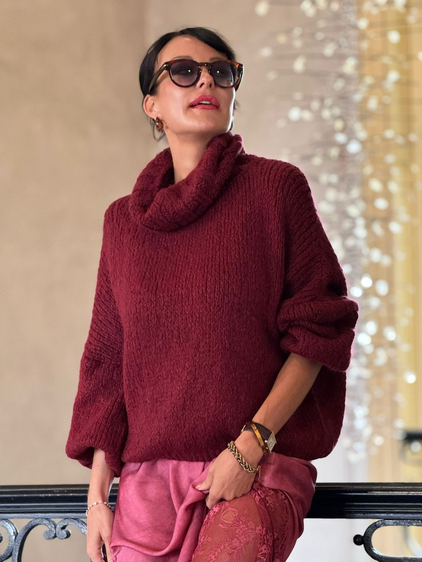 Pull Mira collar burgundy
