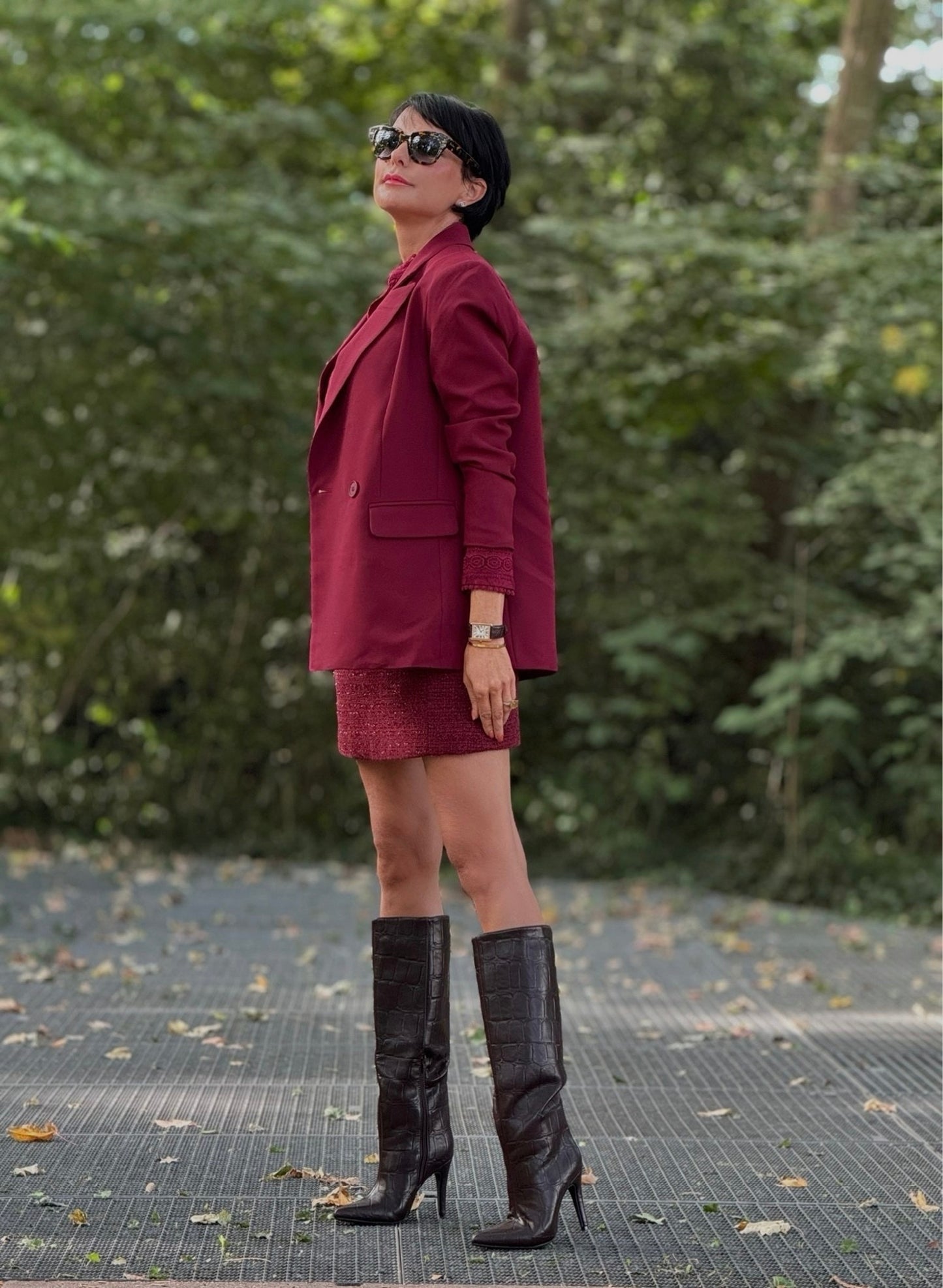 Skirt Vivienne tweed burgundy