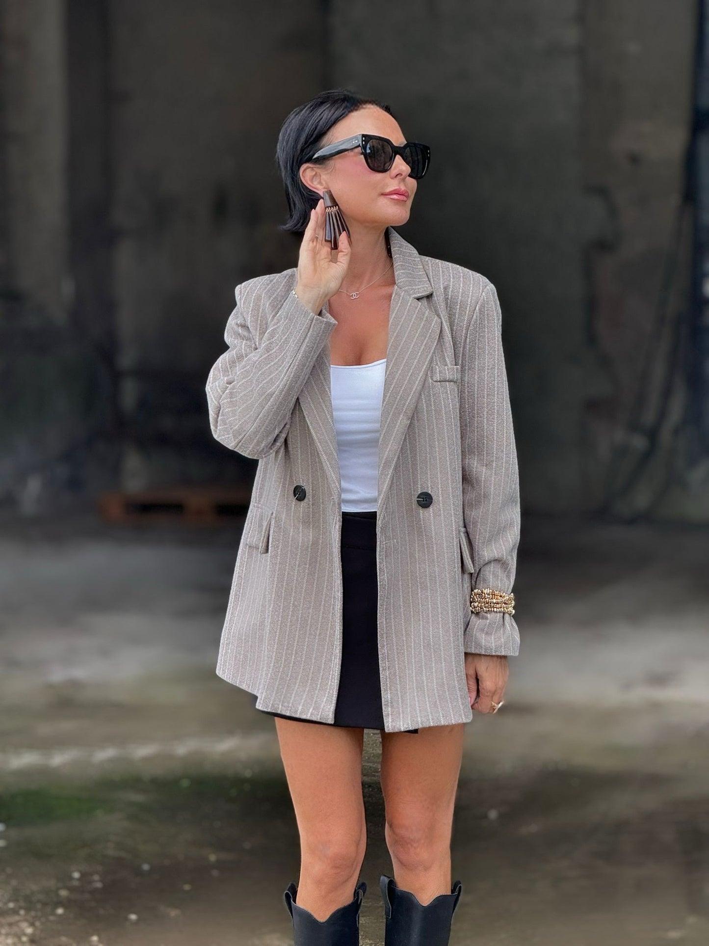 Blazer Maris striped light grey