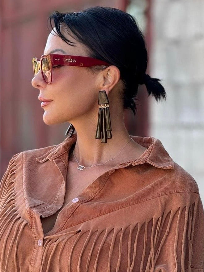 Earrings trapeze brown