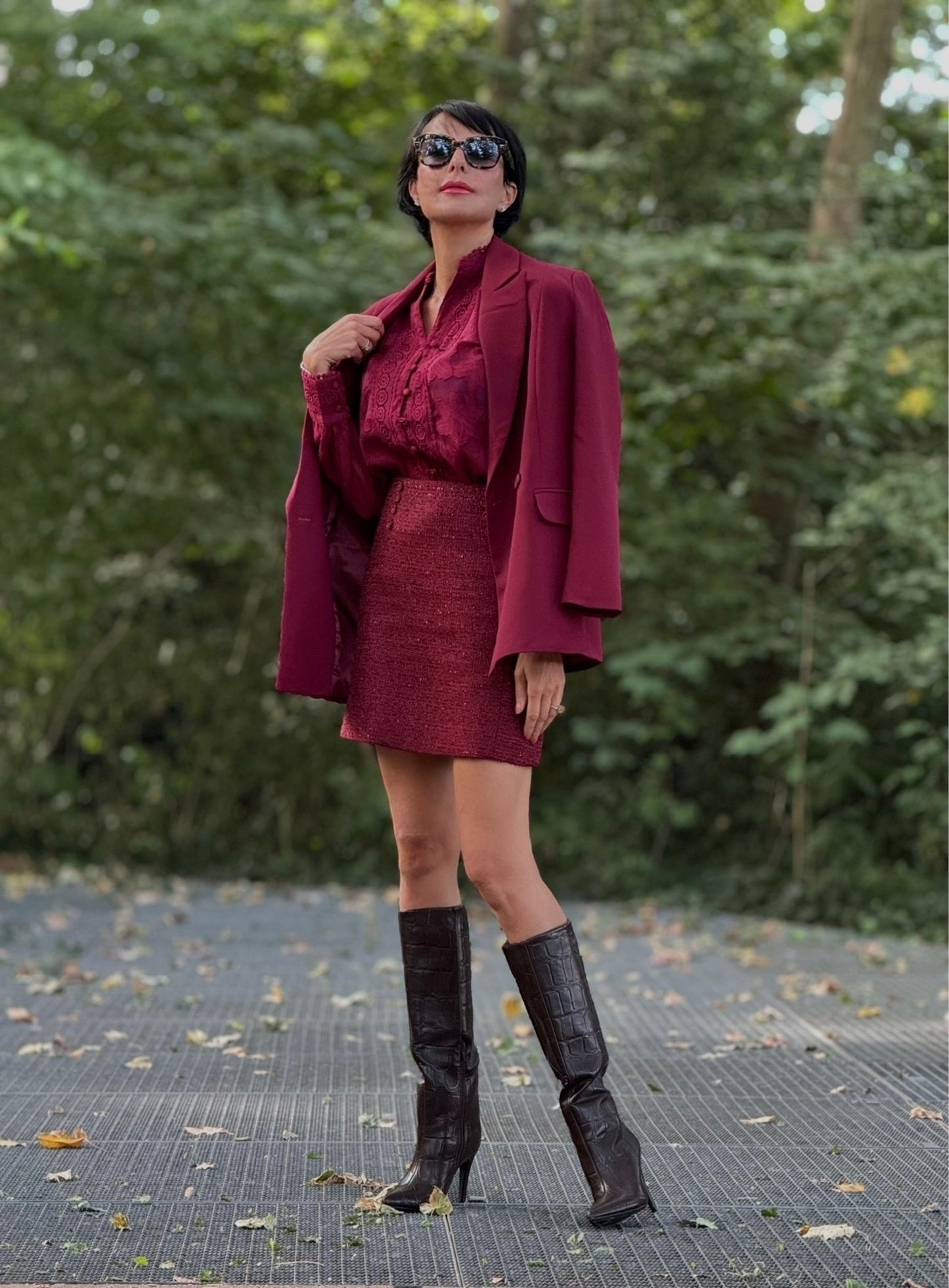 Skirt Vivienne tweed burgundy