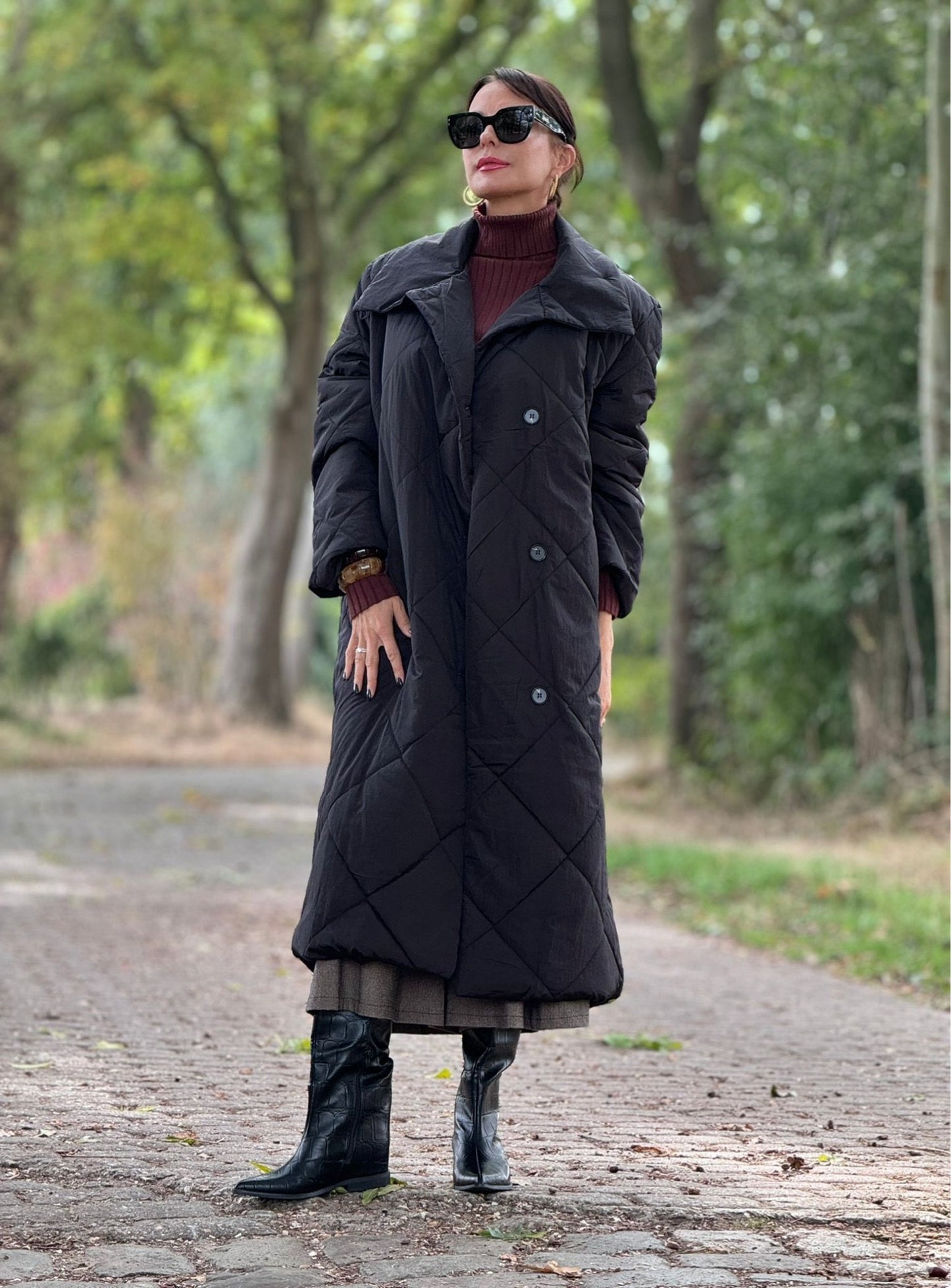 Coat puffer long black