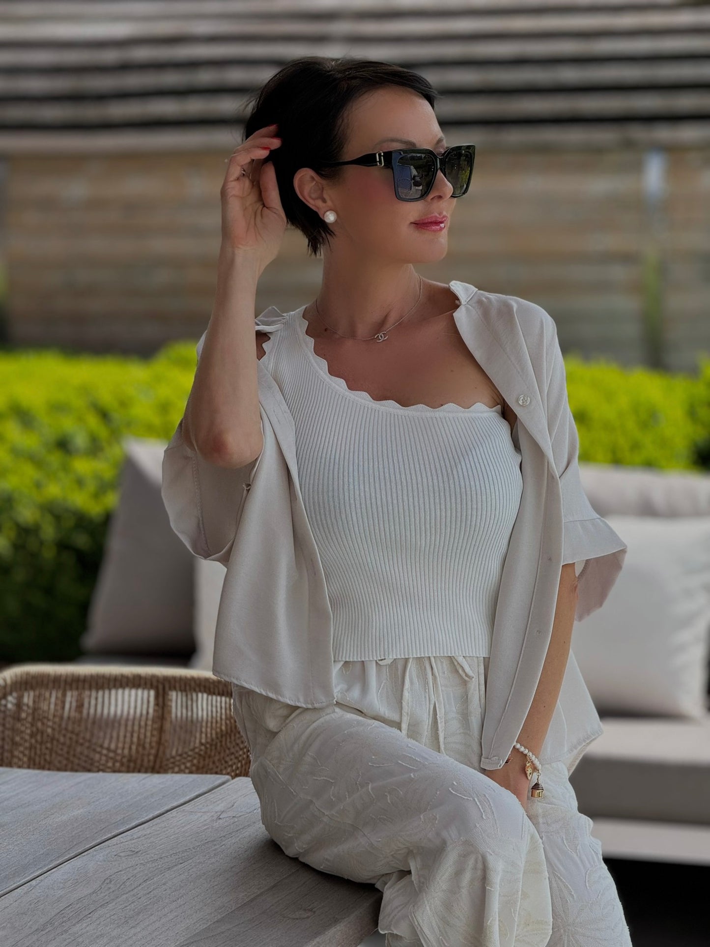 Top ribble 1 shoulder white
