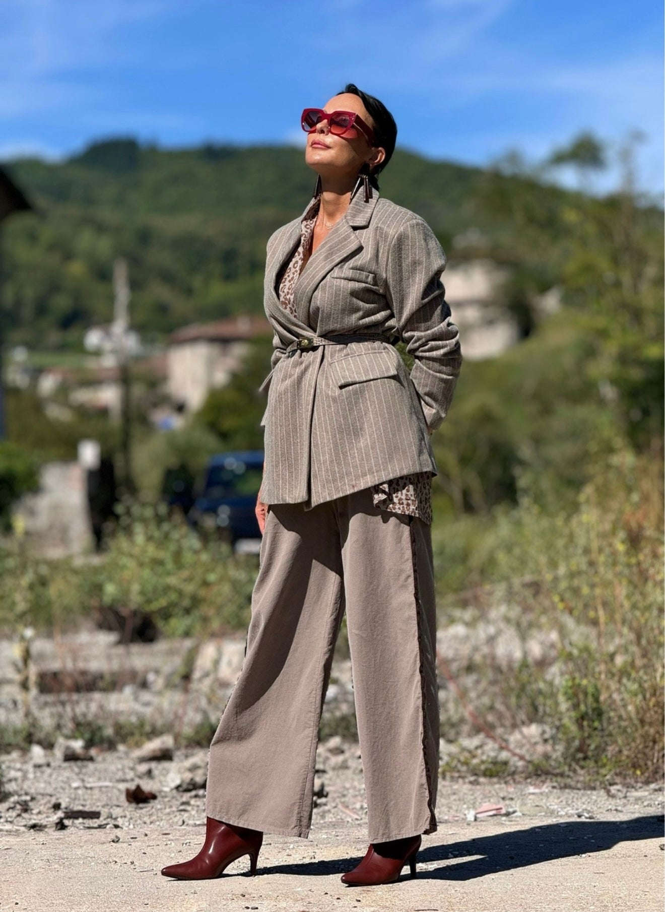 Belt H croco taupe