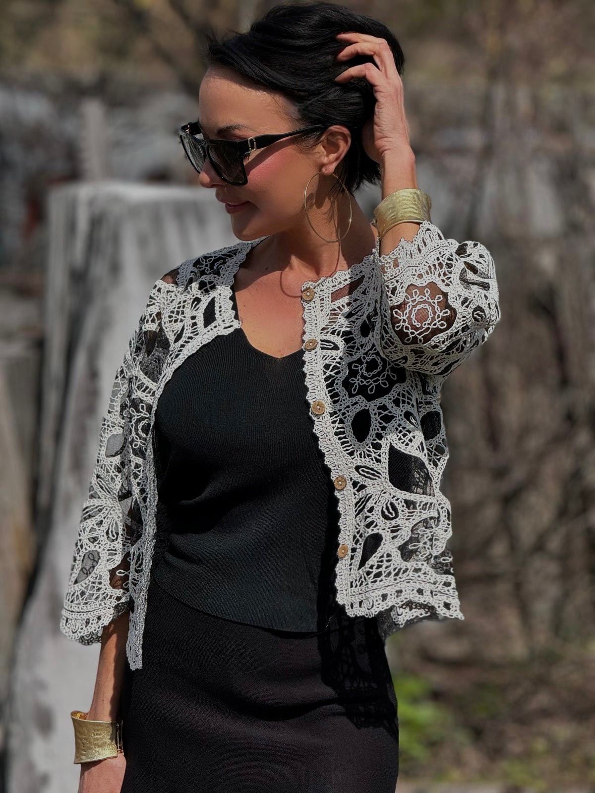 Cardigan Sandro BL/W