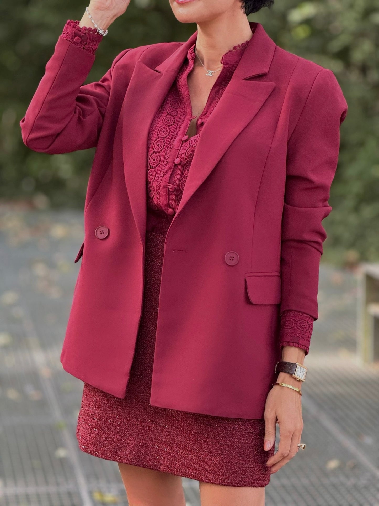 Skirt Vivienne tweed burgundy