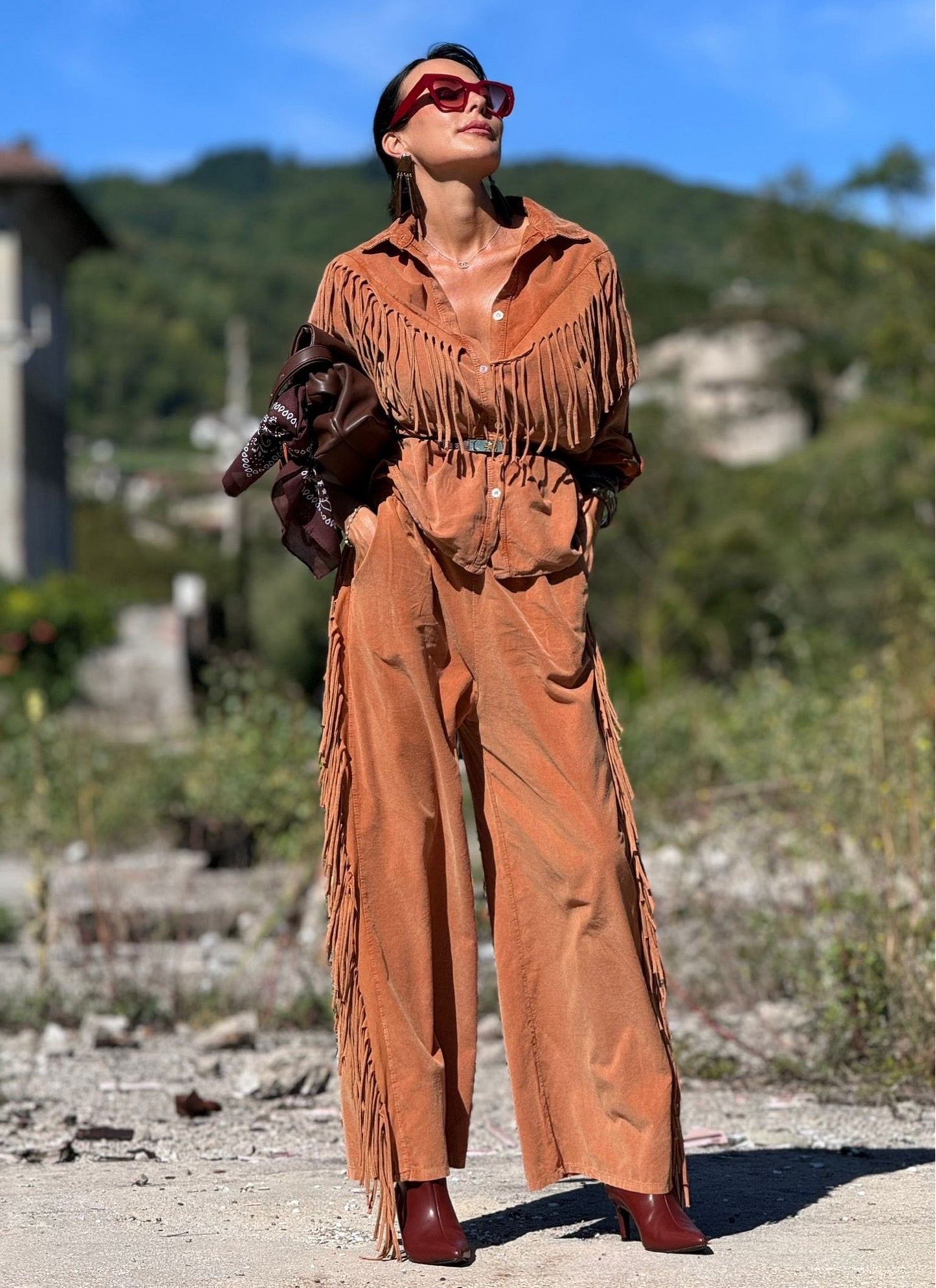 Blouse Alva fringes tangerine