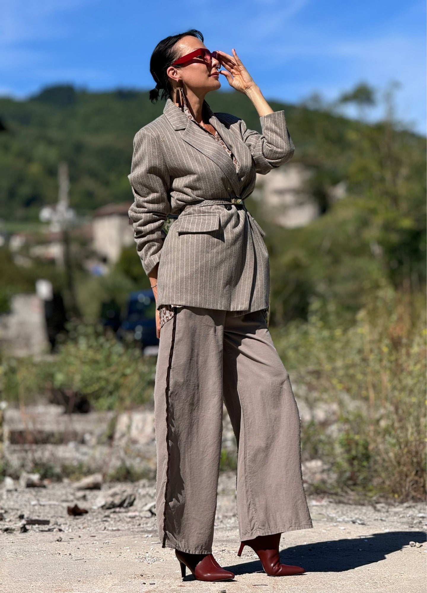 Blazer Maris striped light grey