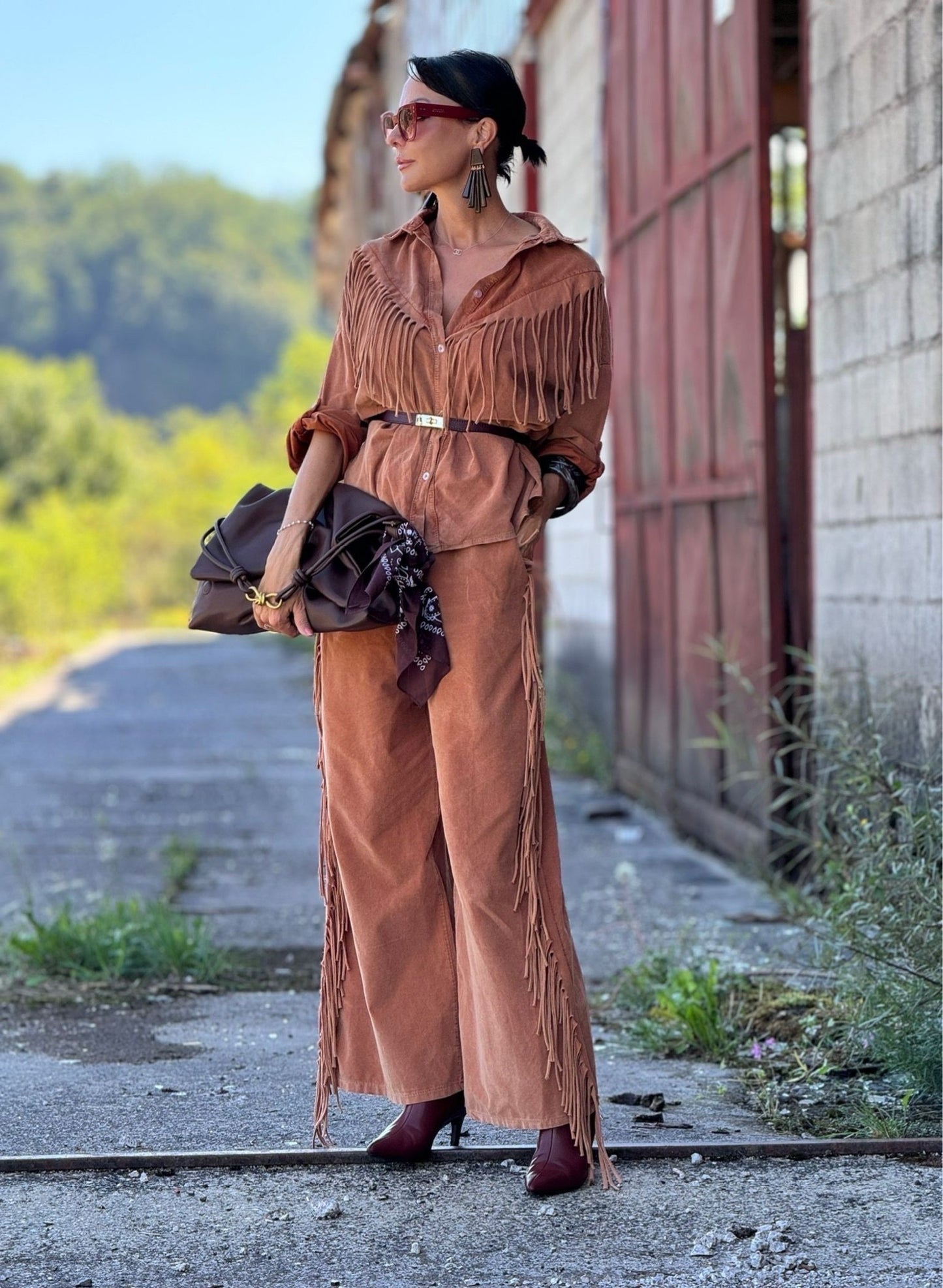 Pants Astrea fringes tangerine