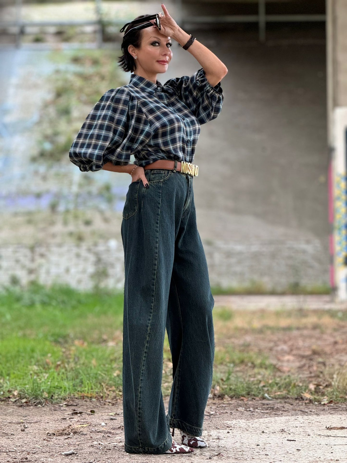 Blouse Linden tartan blue