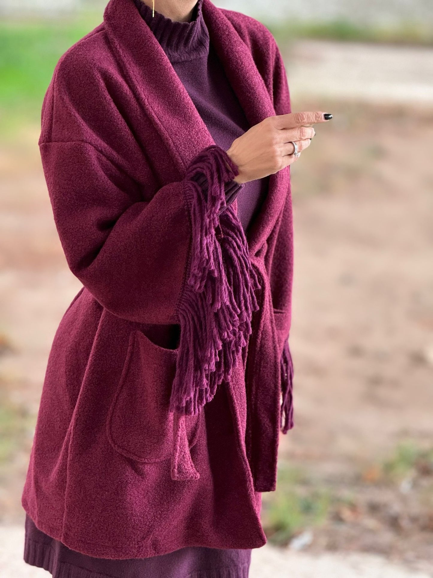 Jacket Noor fringes burgundy