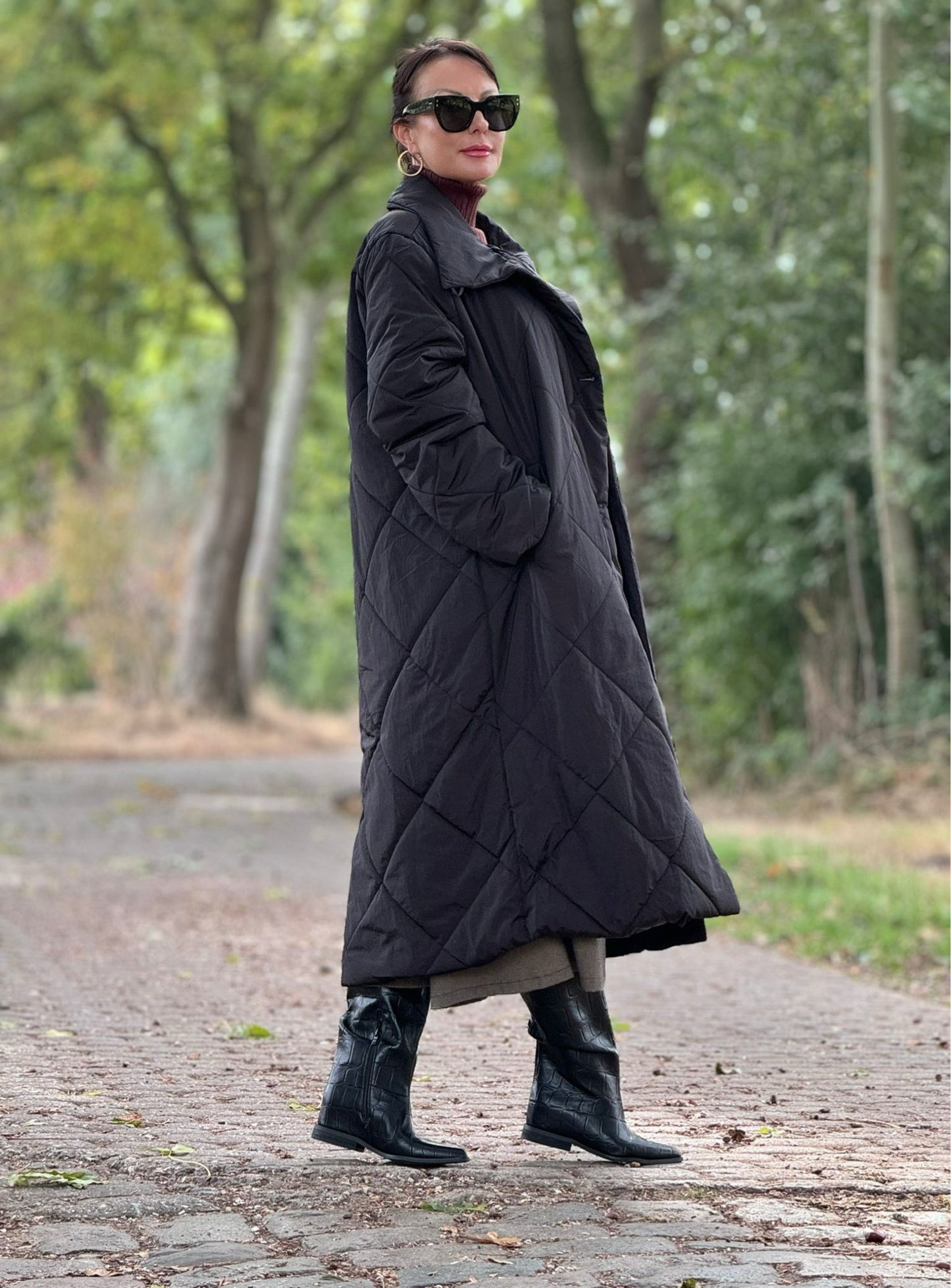 Coat puffer long black