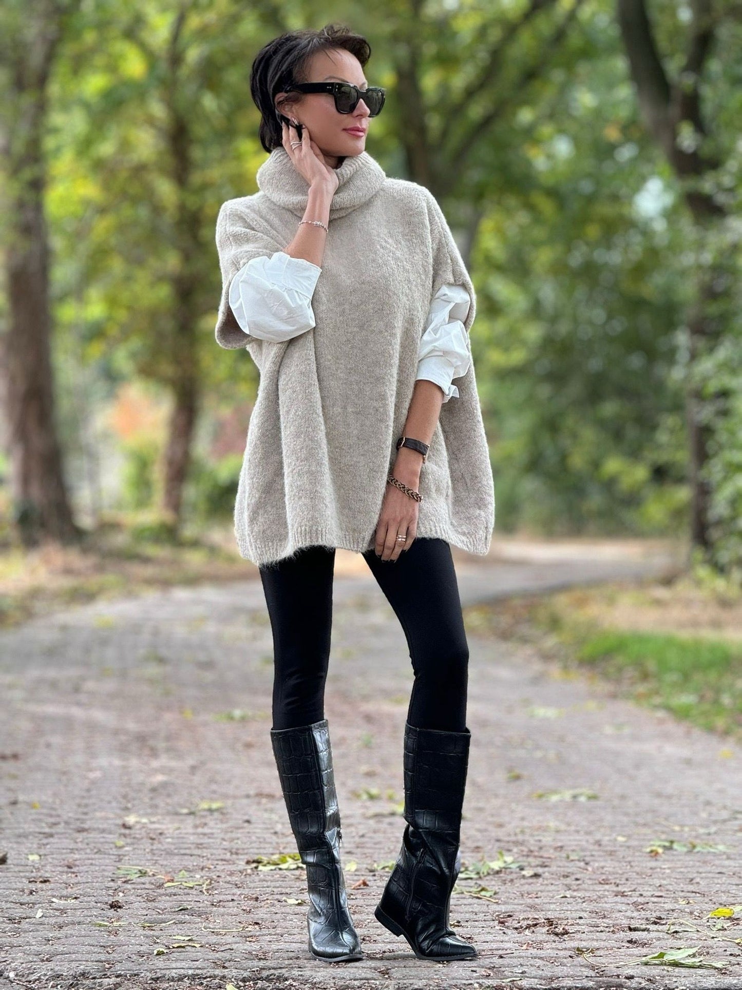 Pull Andrea collar KM taupe