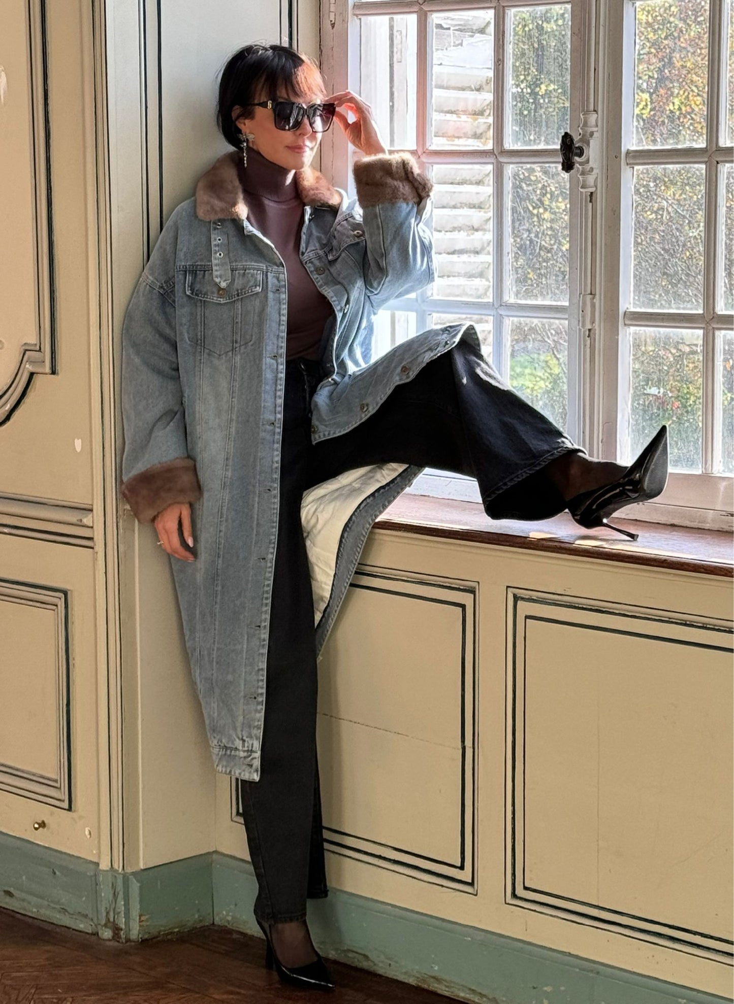 Coat long jeans (gewatteerd)