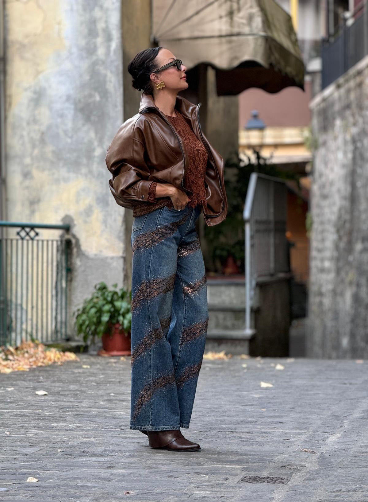 Jacket Elowen leatherlook camel