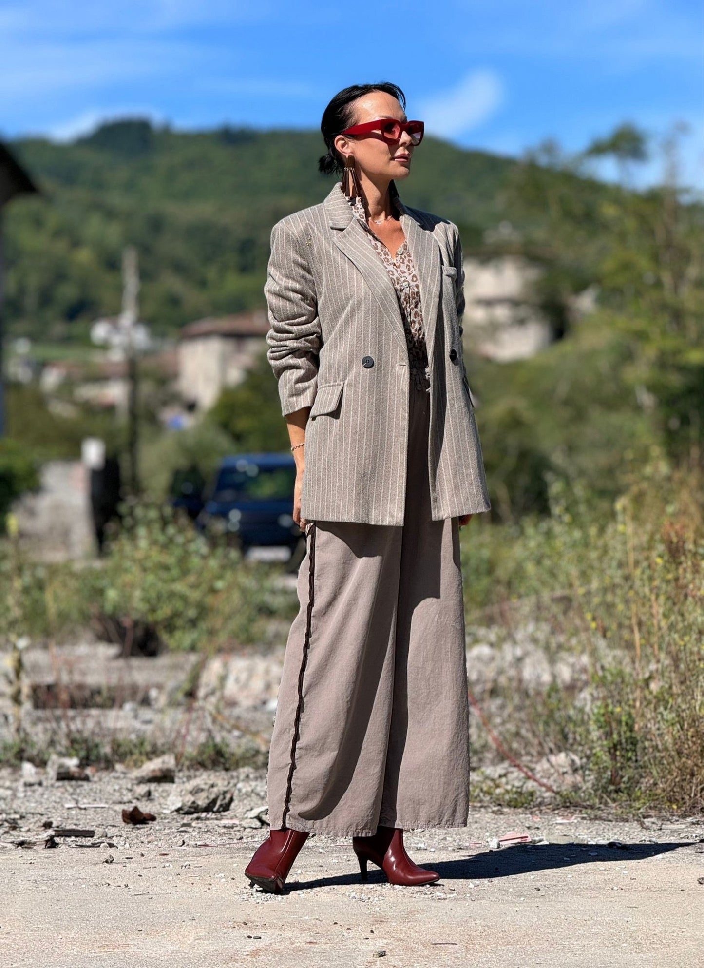 Blazer Maris striped light grey