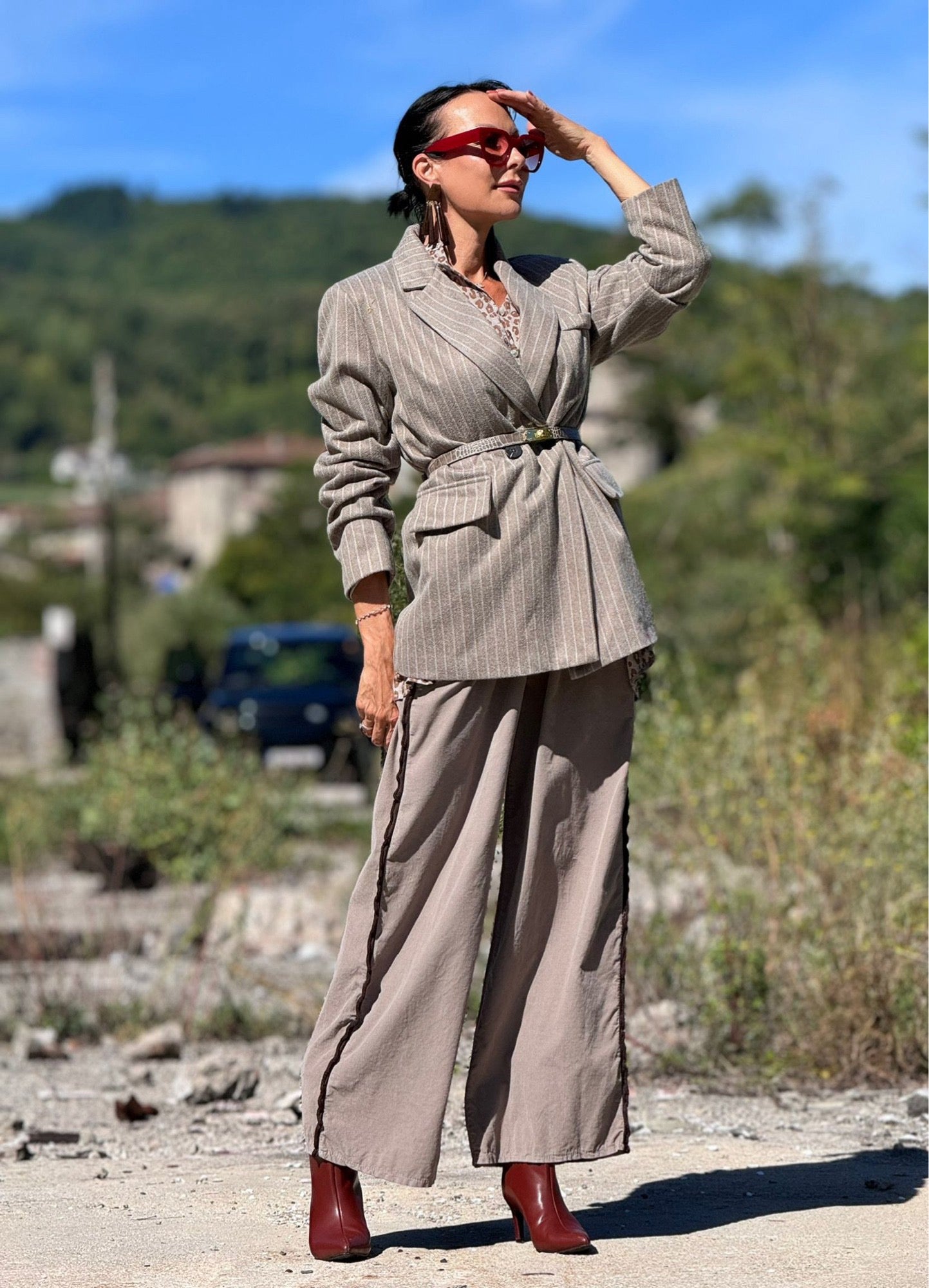 Blazer Maris striped light grey