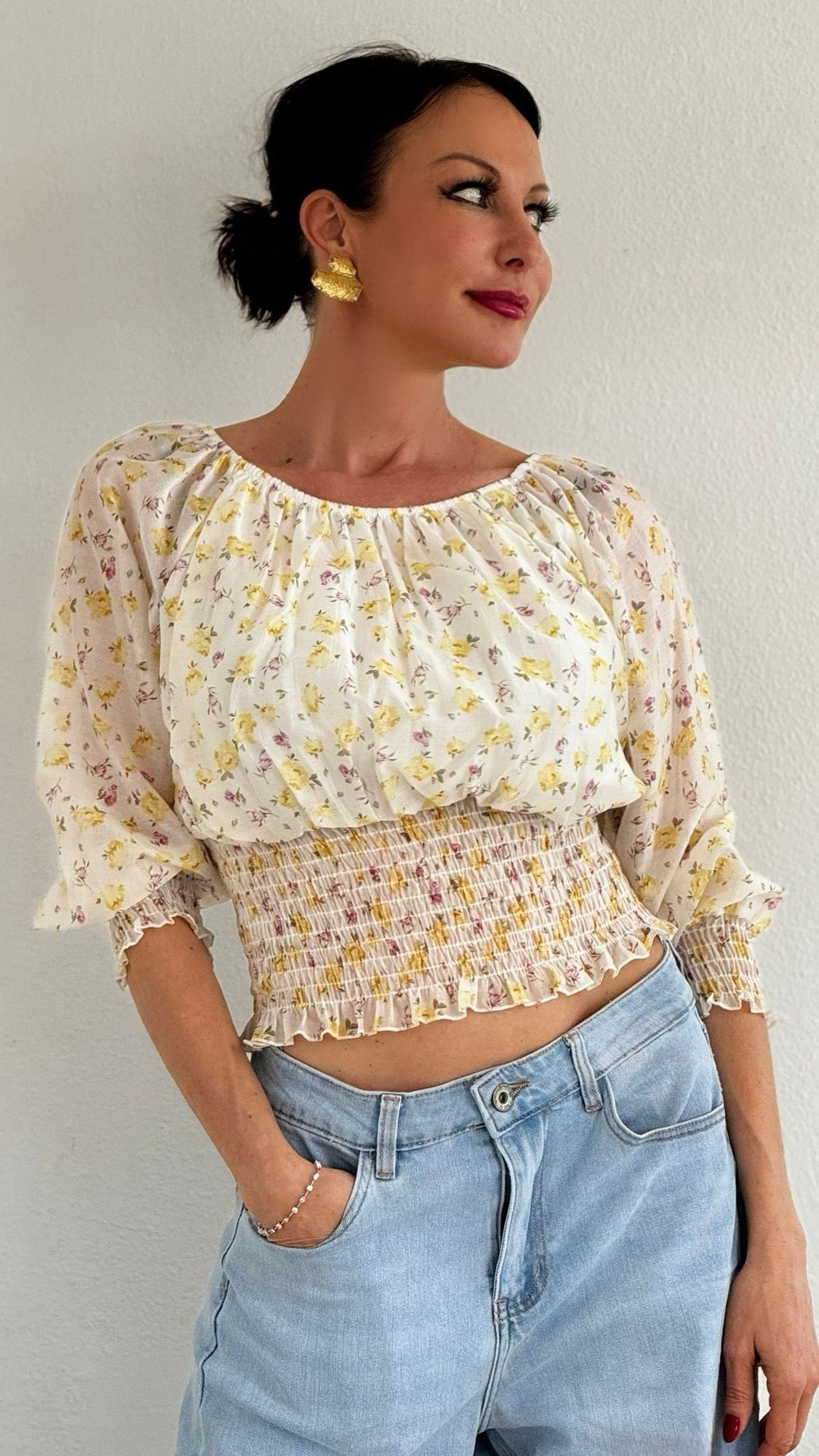 Blouse blossom cropped