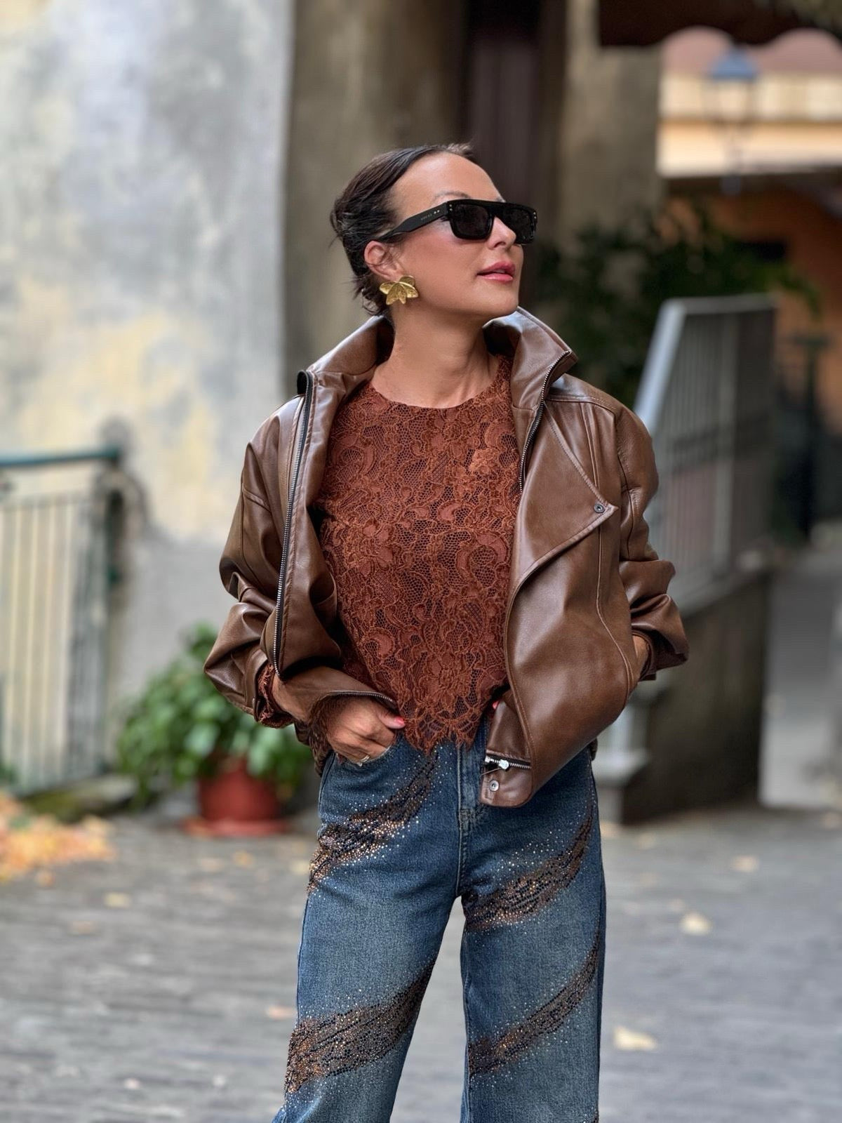 Jacket Elowen leatherlook camel