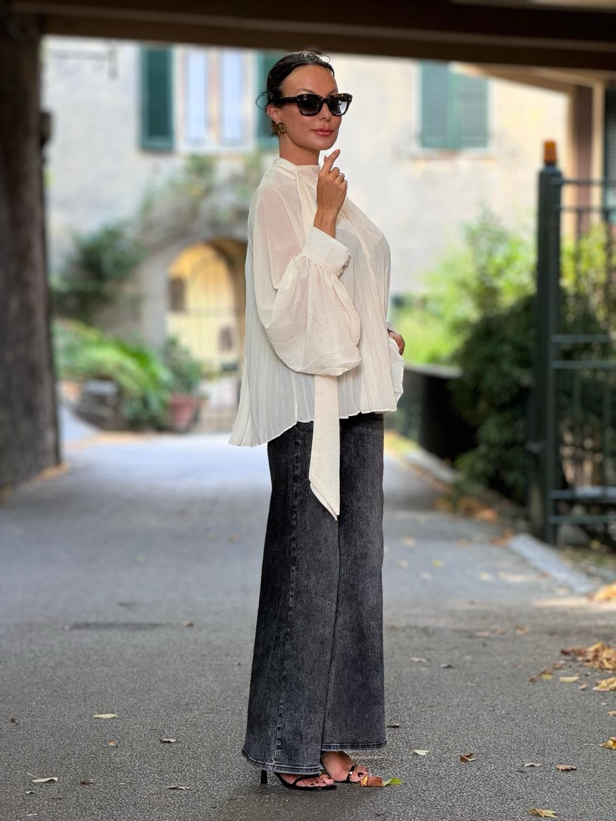 Blouse Mabel cream plissé