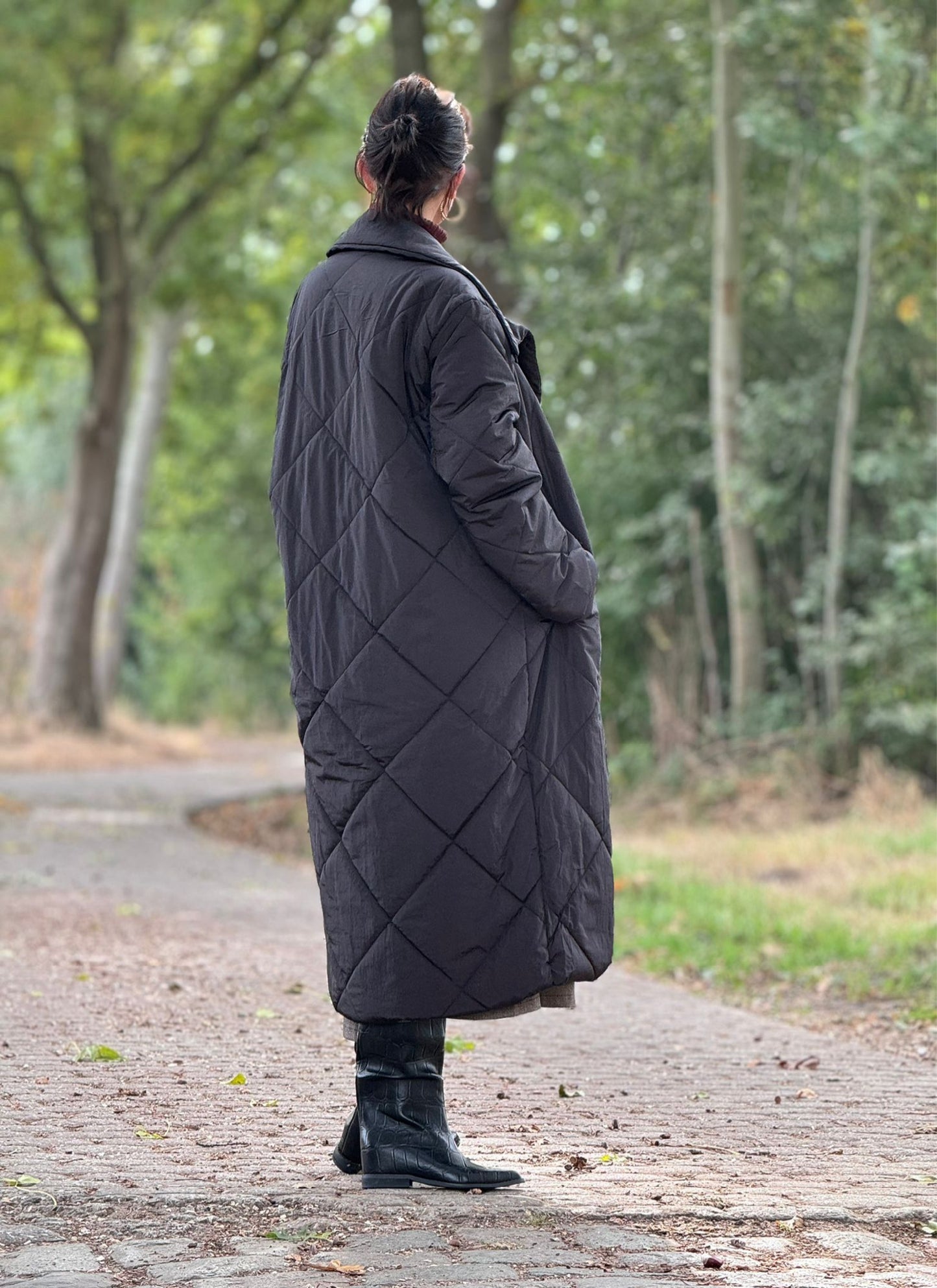 Coat puffer long black