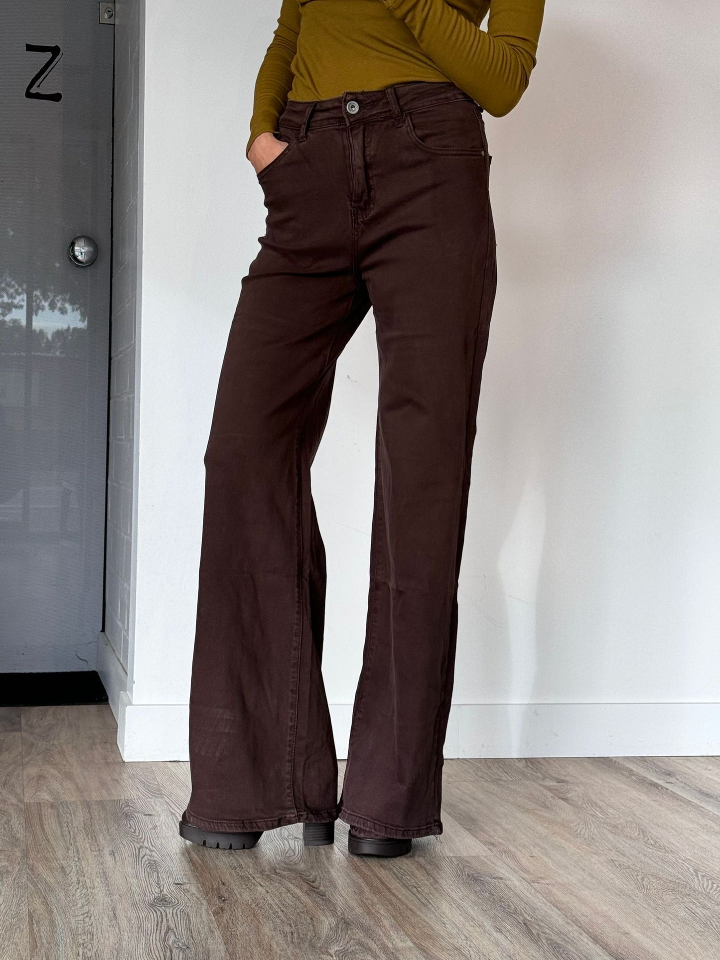 Pants jeans straight brown