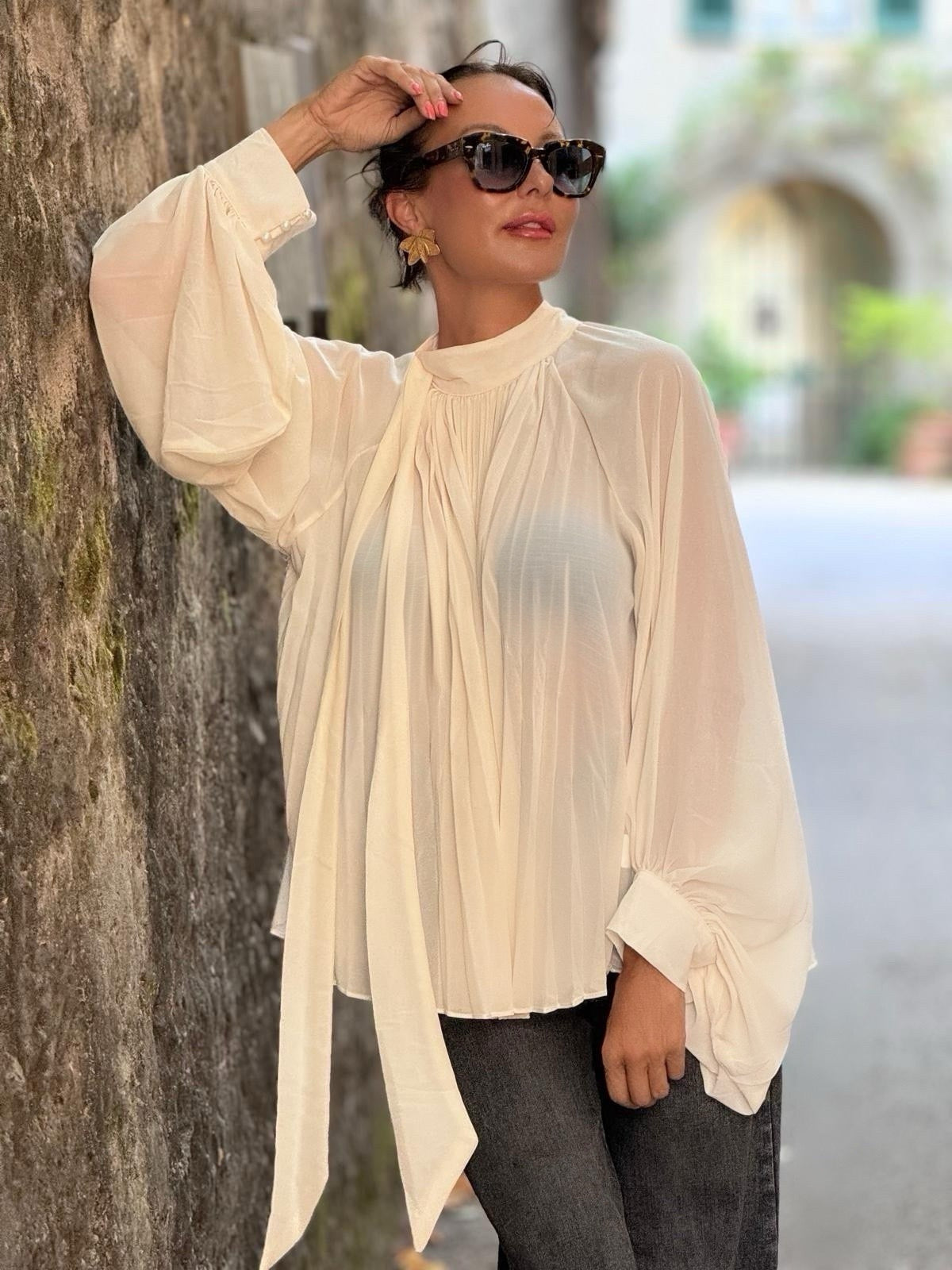 Blouse Mabel cream plissé