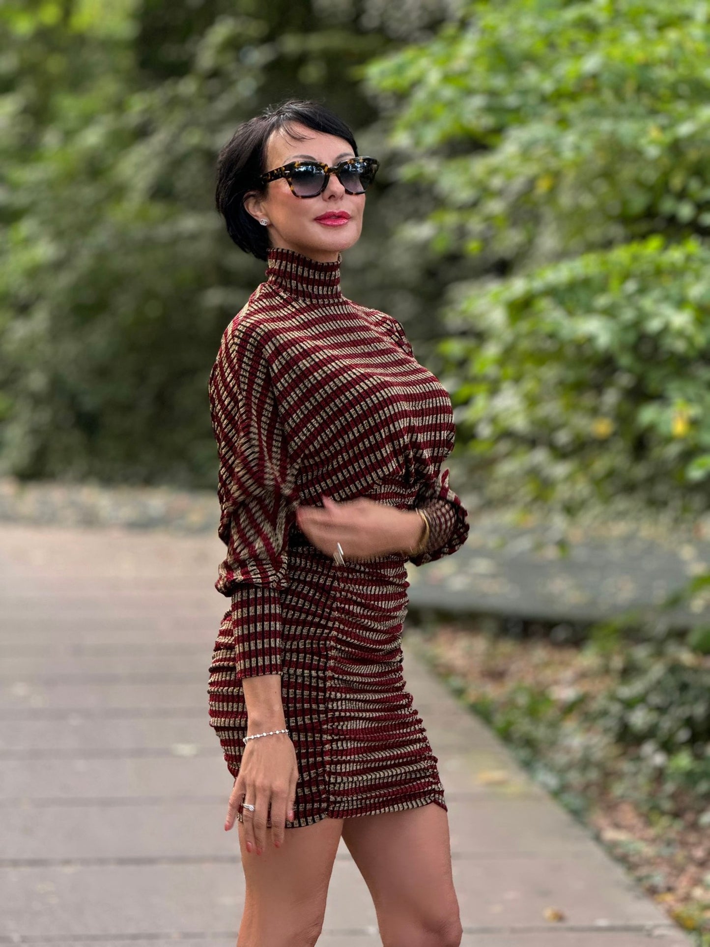 Dress Vivienne striped burgundy